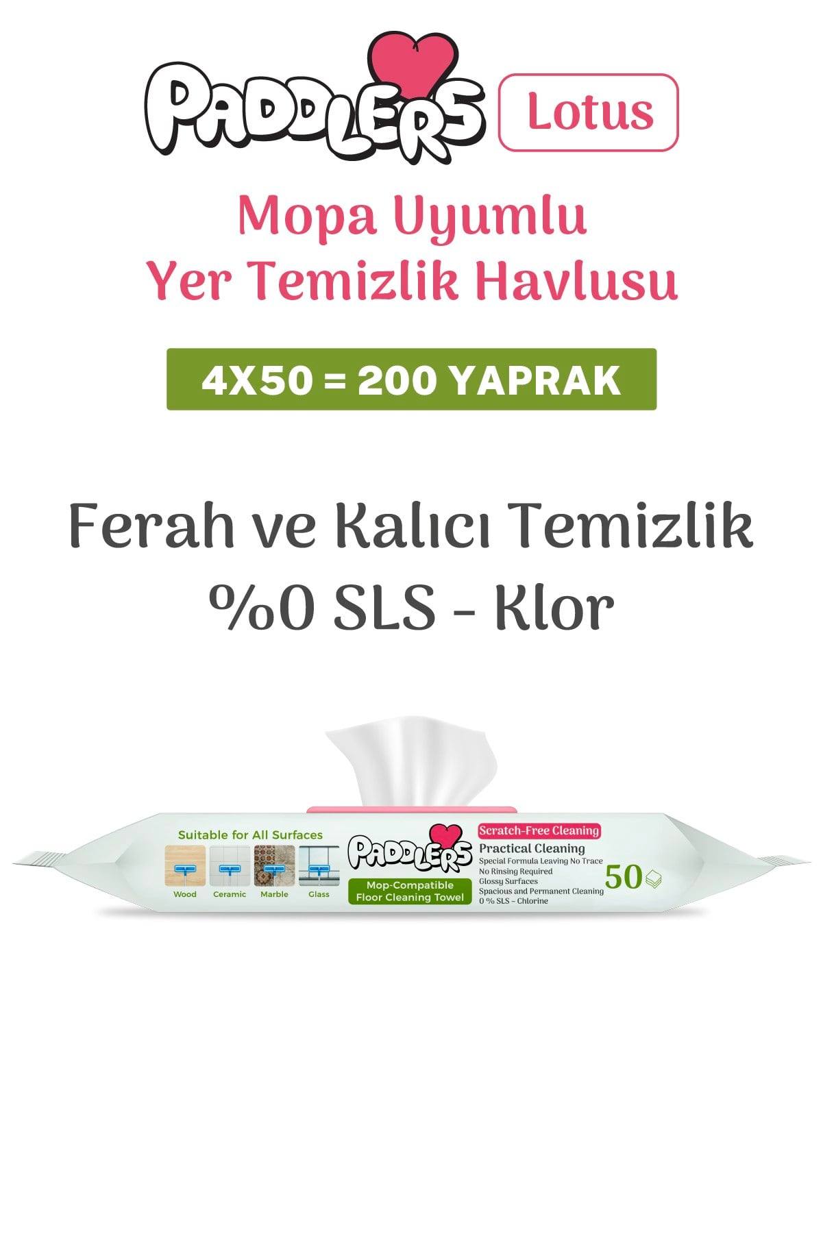 Easy Clean Lotus Çiçeği Kokulu Mopa Uyumlu Yer Temizlik Havlusu 4x50 200 Yaprak