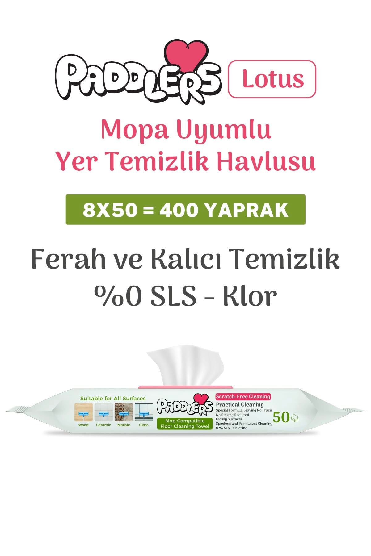Easy Clean Lotus Çiçeği Kokulu Mopa Uyumlu Yer Temizlik Havlusu 8x50 400 Yaprak