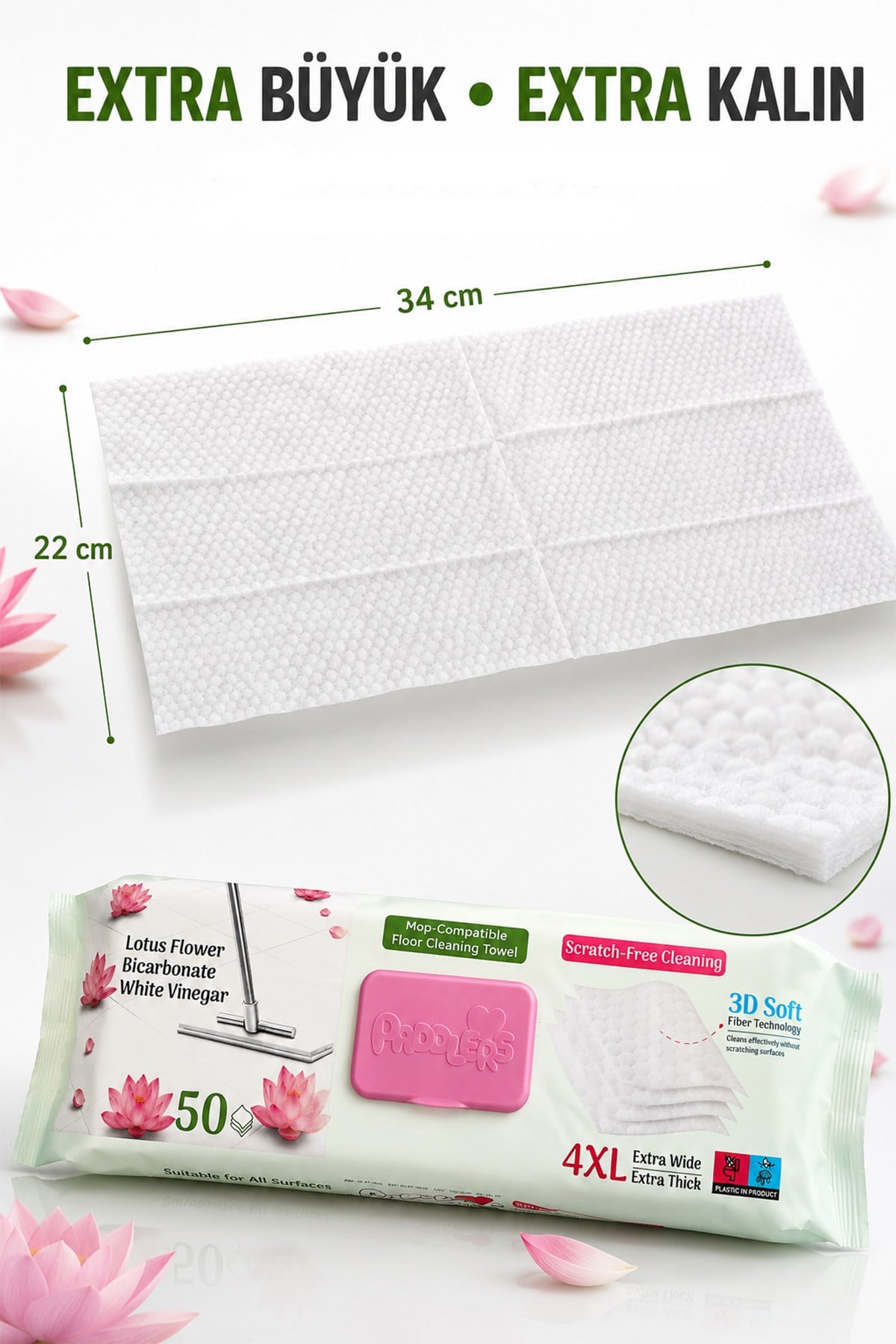 Easy Clean Lotus Çiçeği Kokulu Mopa Uyumlu Yer Temizlik Havlusu 2x50 100 Yaprak