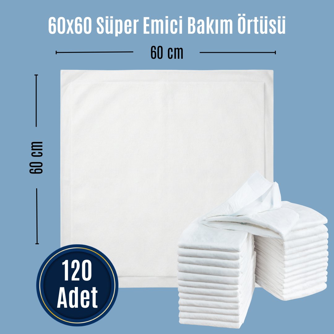 Paddlers Bebek Bakım Örtüsü 60x60 cm – 120 Adet (12 Paket x 10'lu) Yatak Koruyucu Alt Açma Bezi