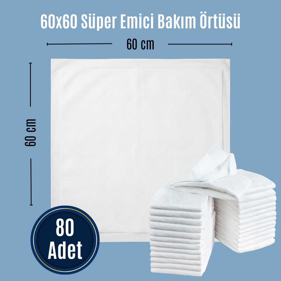 Paddlers Bebek Bakım Örtüsü 60x60 cm 80 Adet (8 Paket x 10'lu) Yatak Koruyucu
