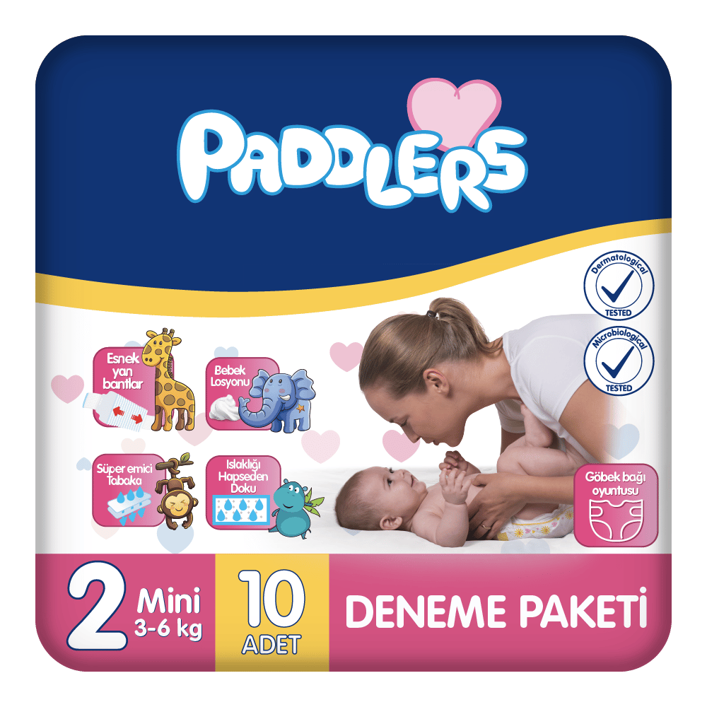 Paddlers Bebek Bezi 2 Numara Mini 10 Adet (3-6 Kg) Deneme Paketi