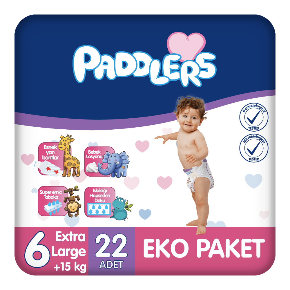 Paddlers Bebek Bezi 6 Numara X-Large 22 Adet (15+Kg) Eko Paket