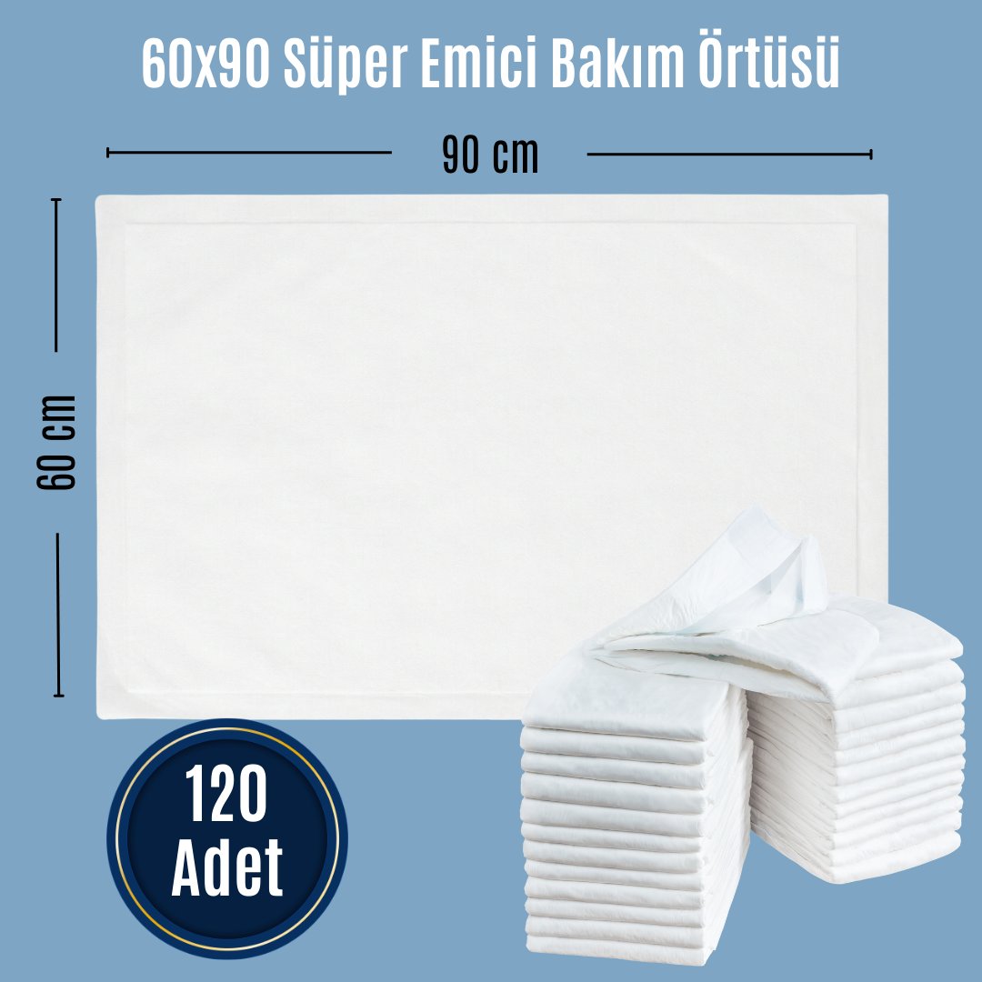 Paddlers Hasta Bakım Yatak Koruyucu Örtü 60x90 cm 120 Adet – Emici, Sıvı Geçirmez