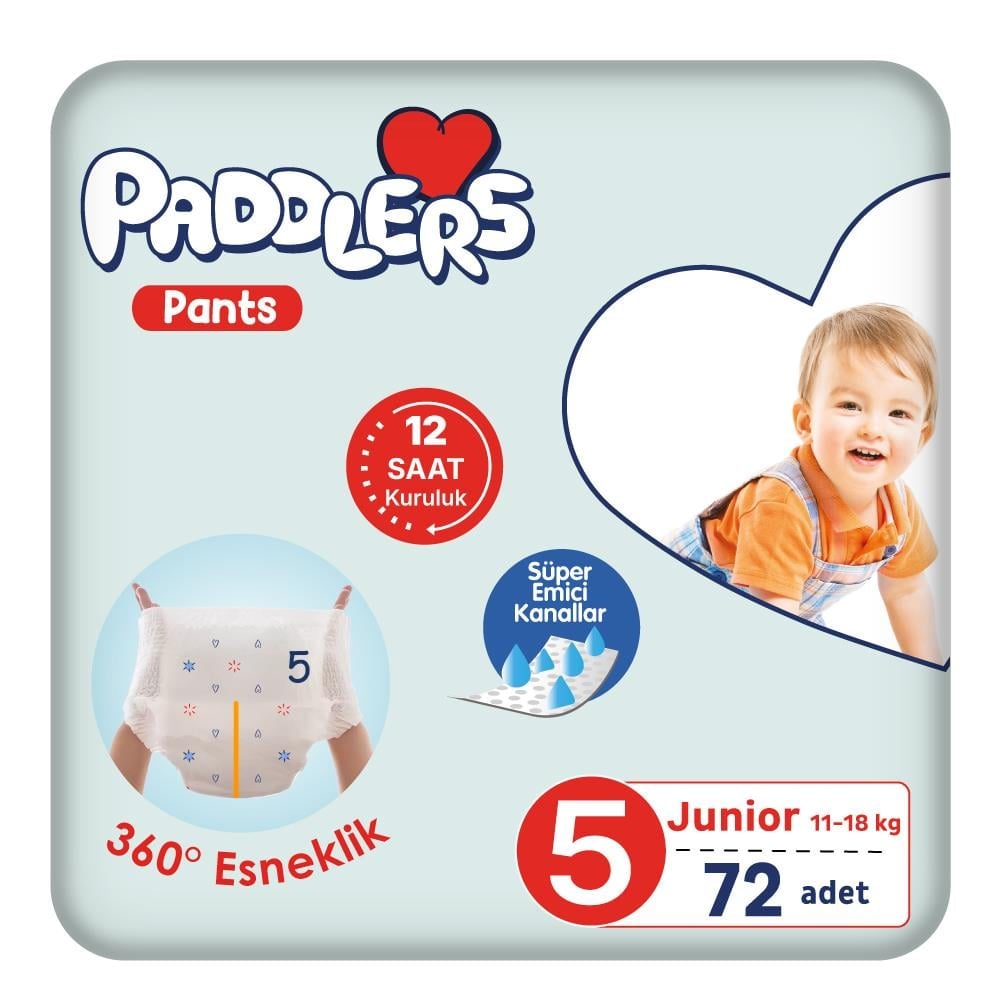Paddlers Külot Bebek Bezi 5 Numara Junior 72 Adet (11-18 Kg) Ekstra Fırsat Paketi