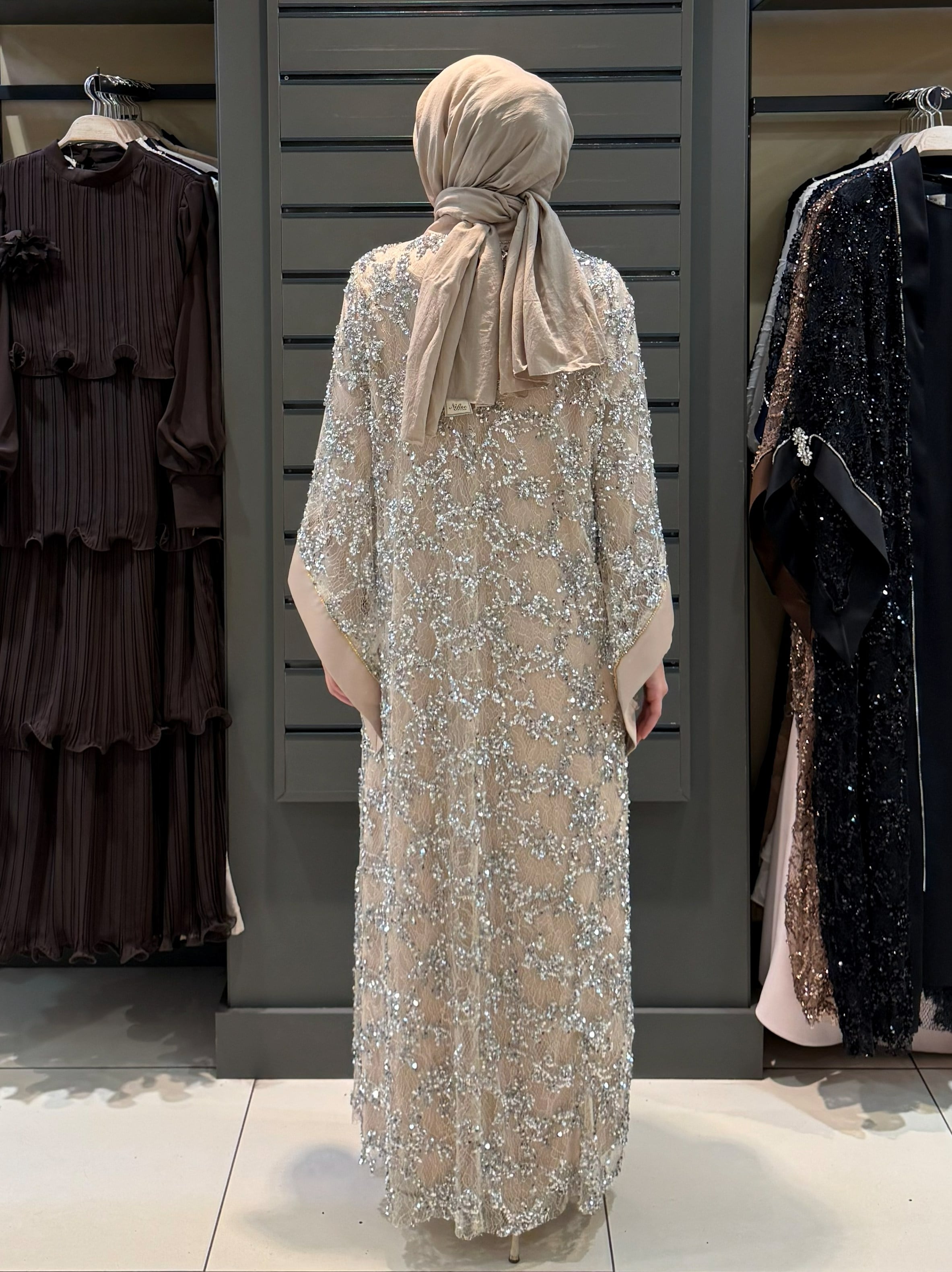 PAYET DETAY ABAYA BEJ