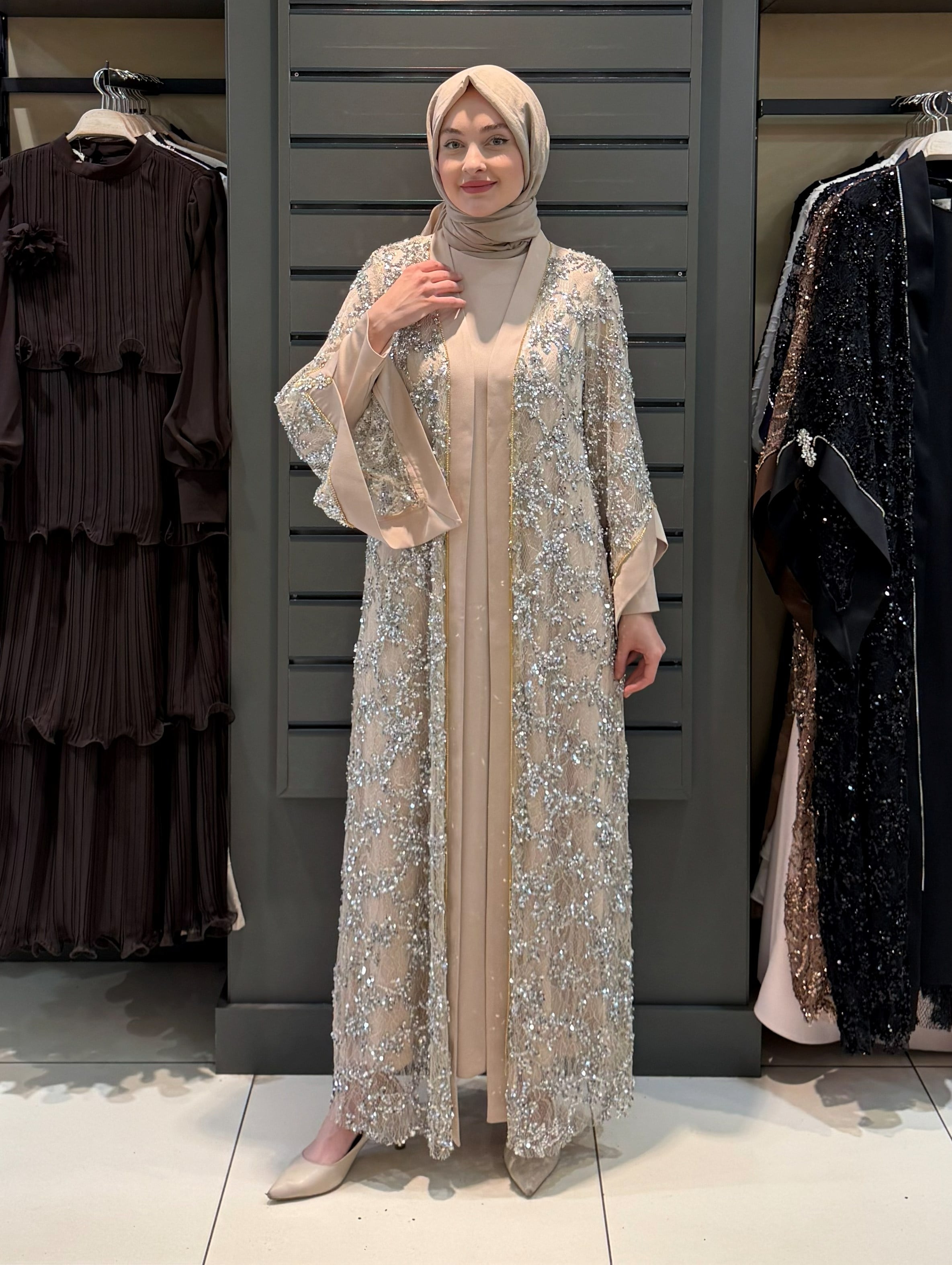 PAYET DETAY ABAYA BEJ