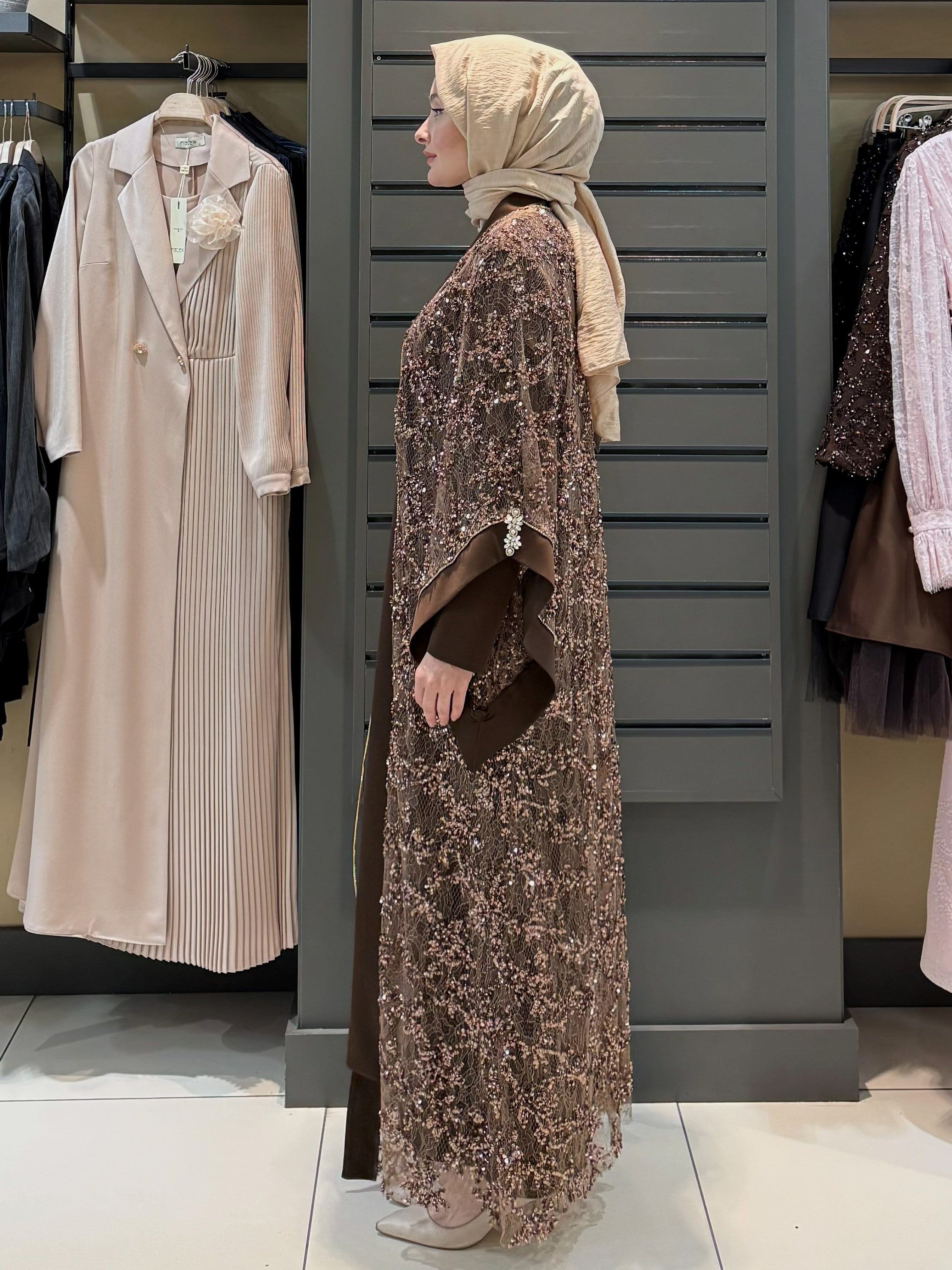 PAYET DETAY ABAYA KAHVE