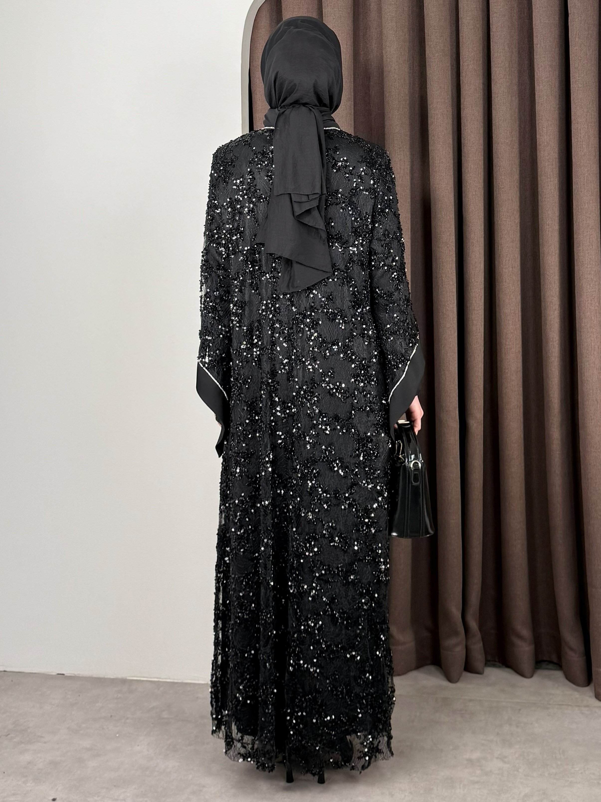 PAYET DETAY ABAYA SİYAH