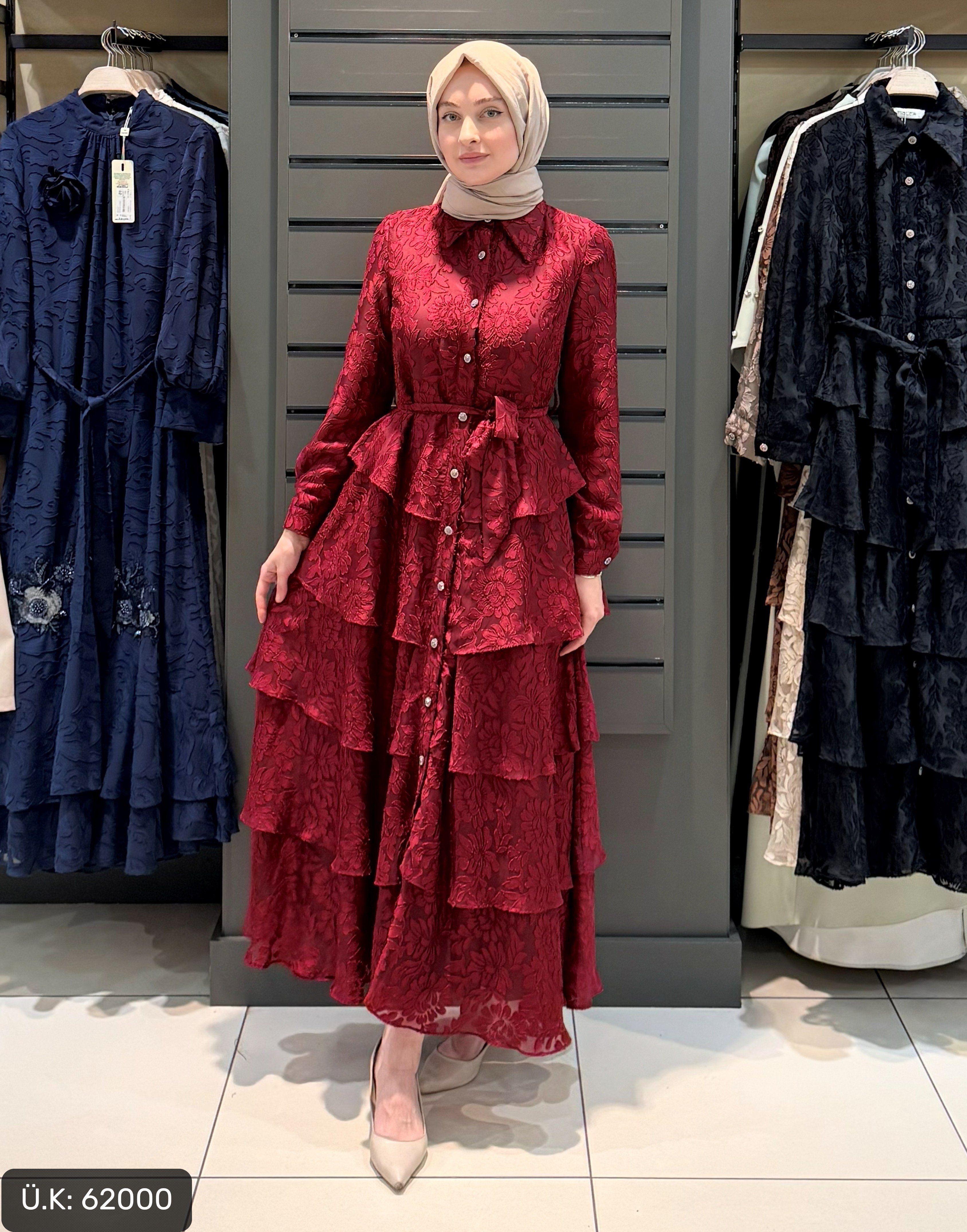 PRENSES ELBİSE BORDO