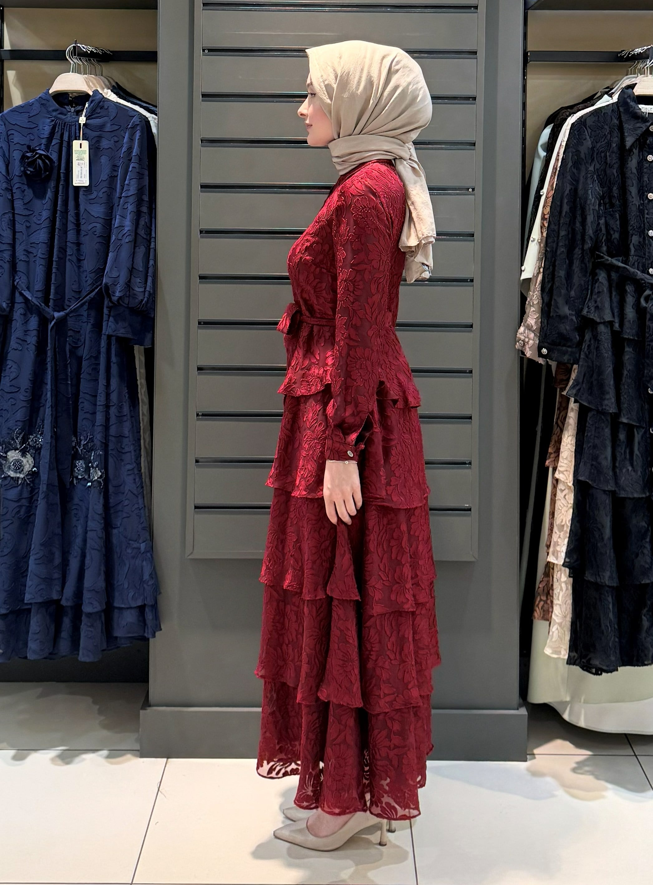 PRENSES ELBİSE BORDO