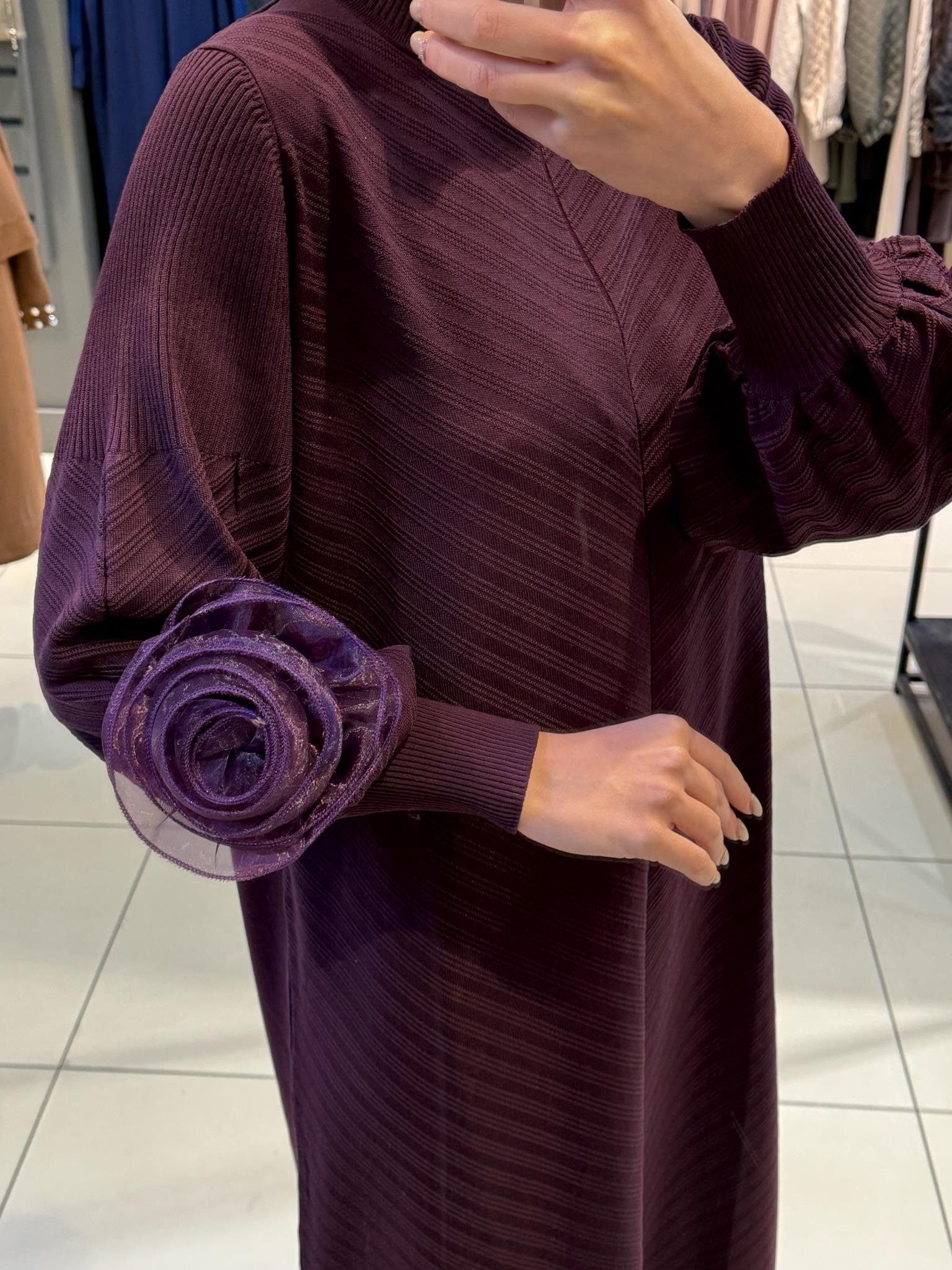 TRİKO ELBİSE BORDO 