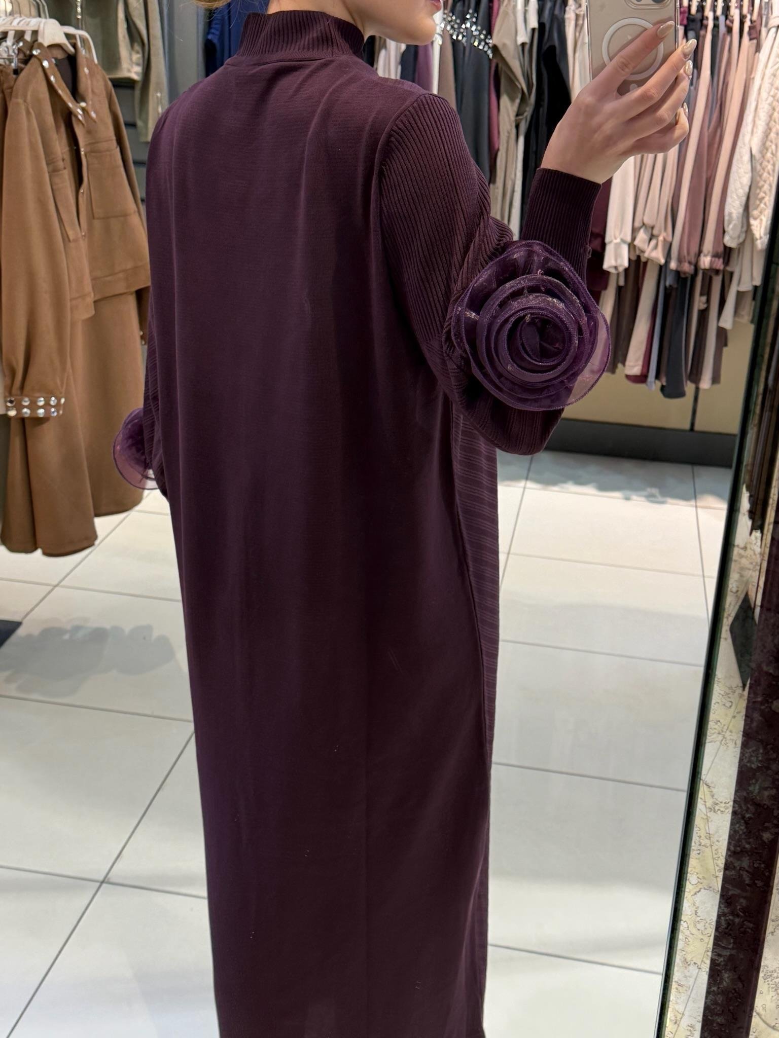 TRİKO ELBİSE BORDO 