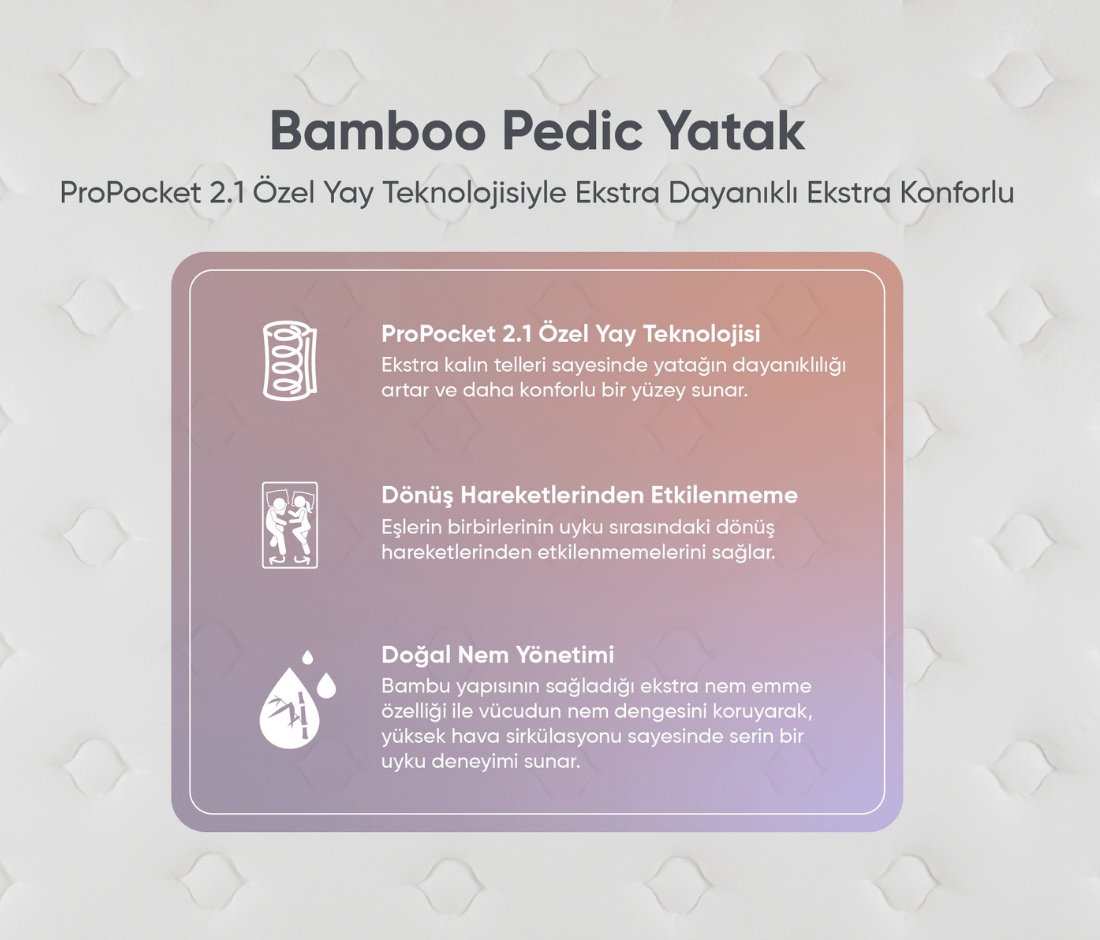 Puffy Bamboo Pedic Yatak Yastık ve Alez Hediyeli