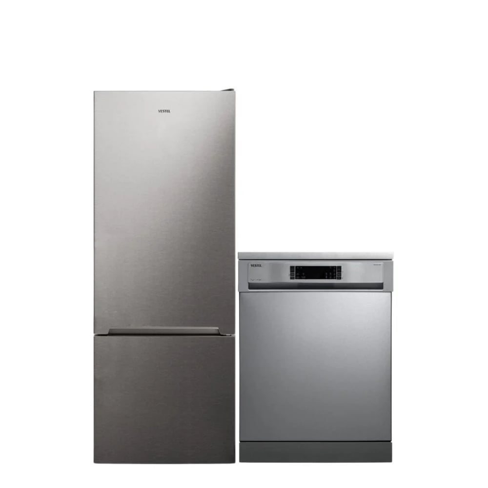Vestel 2'li Inoks Beyaz Eşya Seti (BM 4212 X Bulaşık + NFK52011 X Buzdolabı)