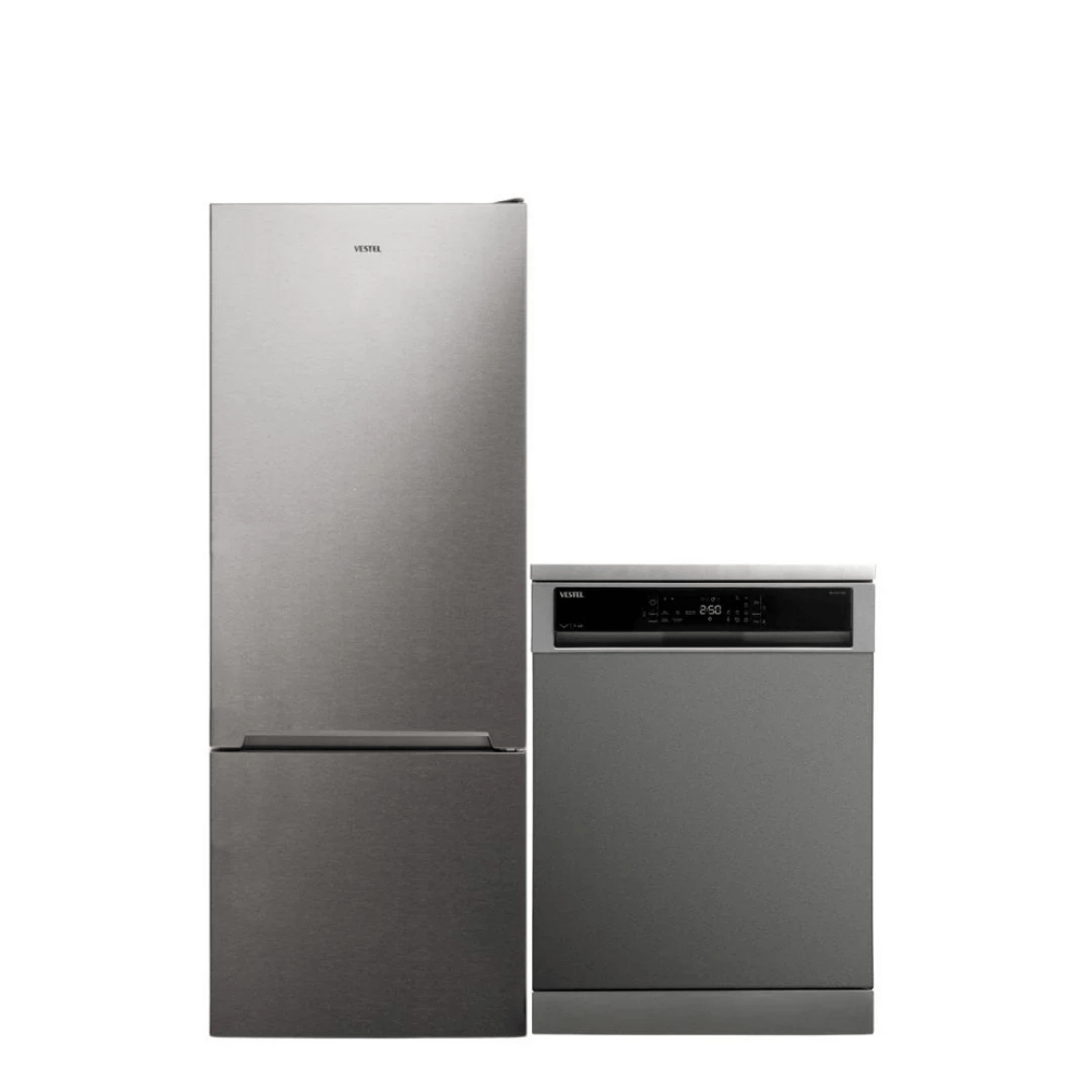 Vestel 2'li Inoks Beyaz Eşya Seti (BM 4212 X Bulaşık + NFK52011 X Buzdolabı)