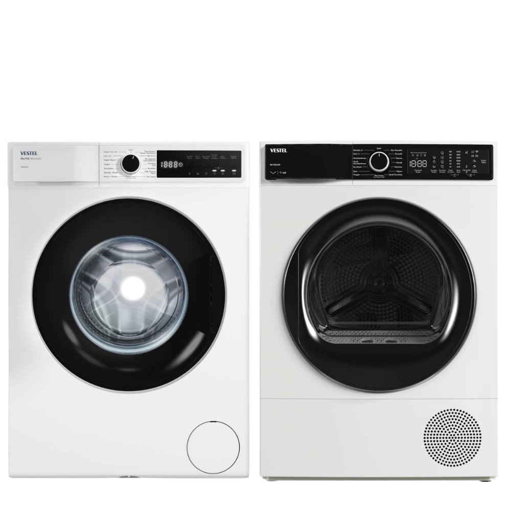Vestel 9 kg Çamaşır + 9 kg Kurutma Makinesi  2'li Beyaz Eşya Seti