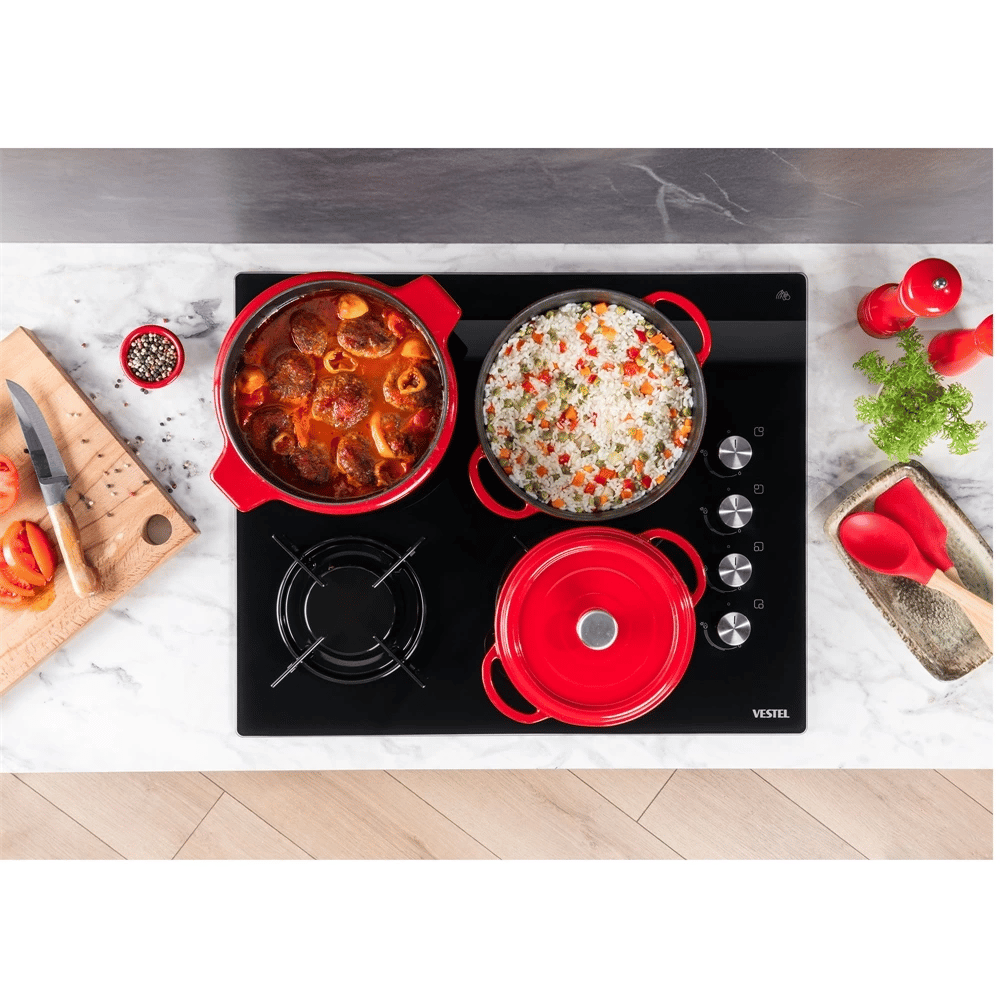 Vestel AO-65104 S-DG-T 65 cm 4 Gözü Gazlı Ankastre Ocak