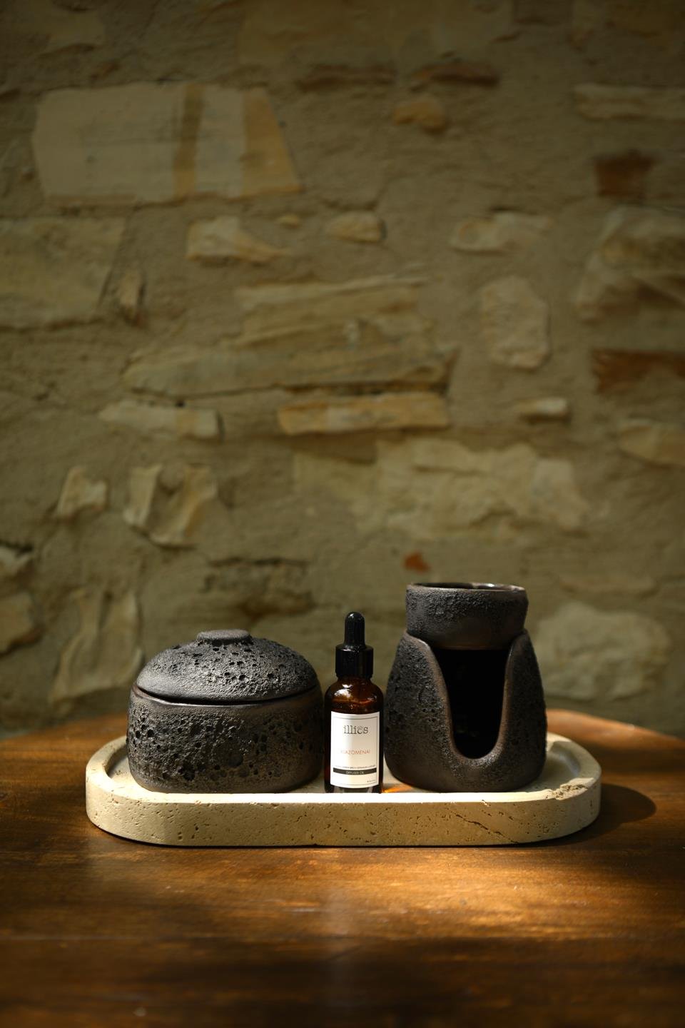 Lava Stone Mineral Diffuser Set- Siyah