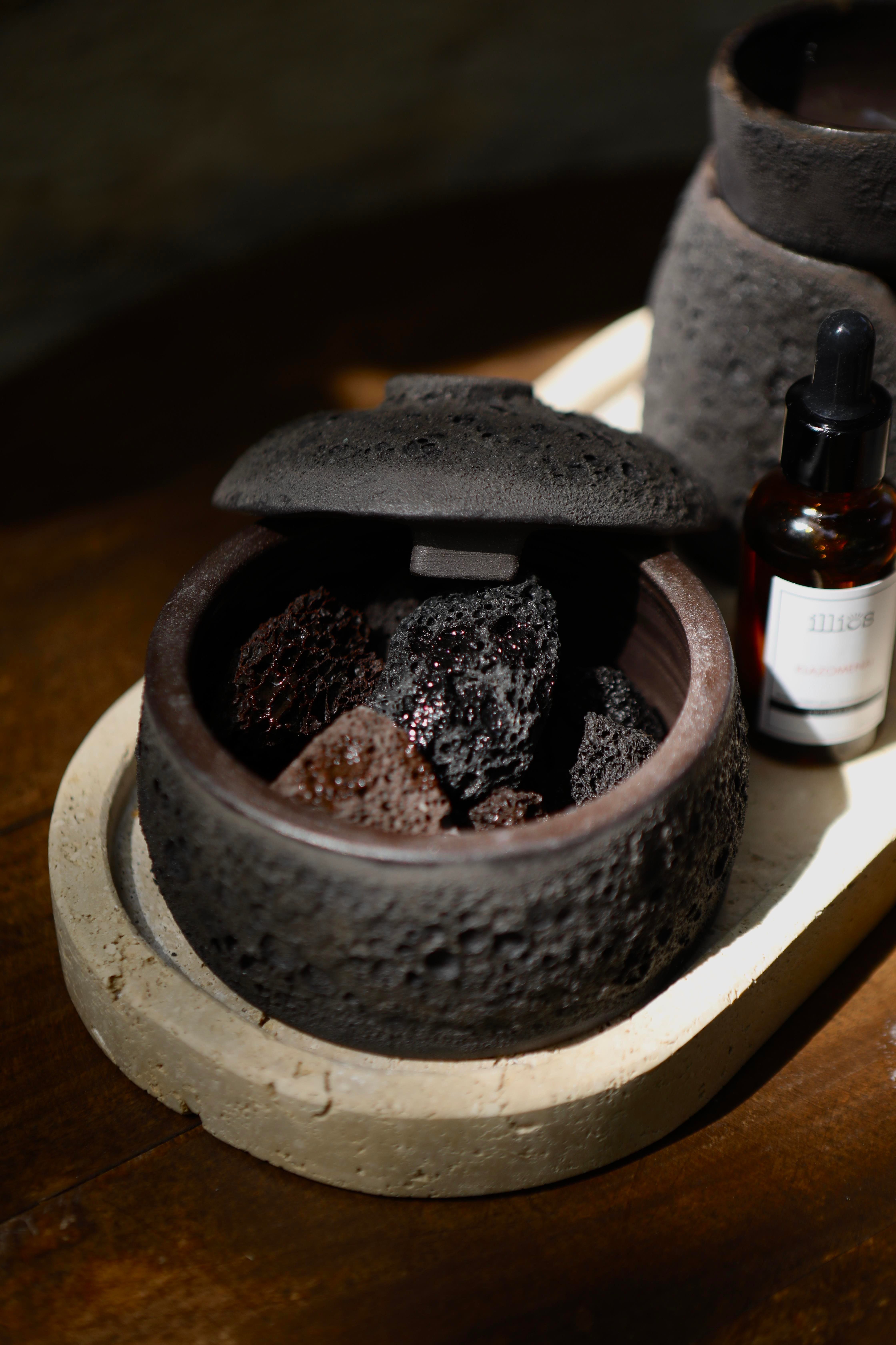 Lava Stone Mineral Diffuser Set- Siyah