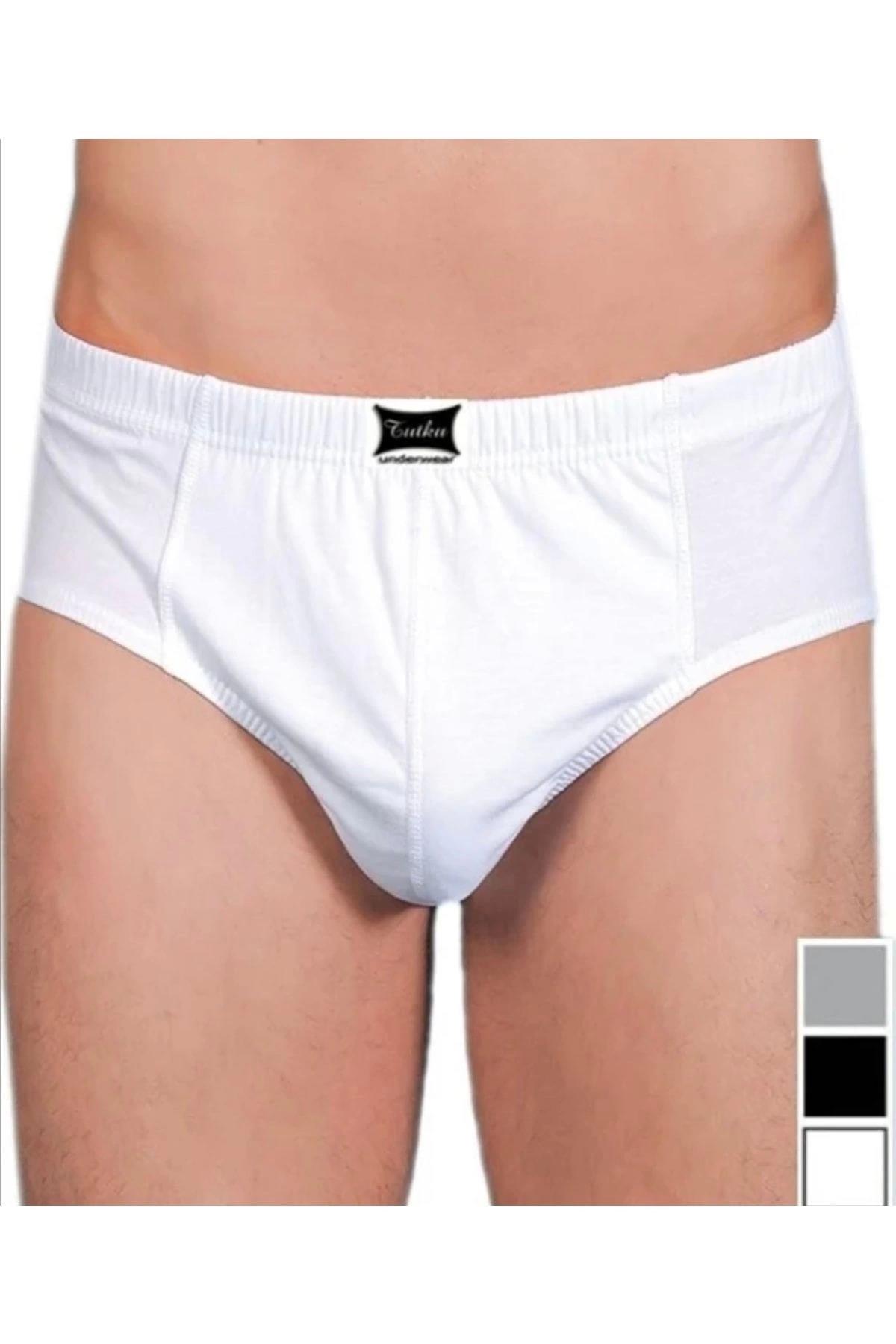6 Adet  0109 Penye Kom %100 Pamuk Slip Erkek Külot Beyaz -  - Komslip - Beyaz