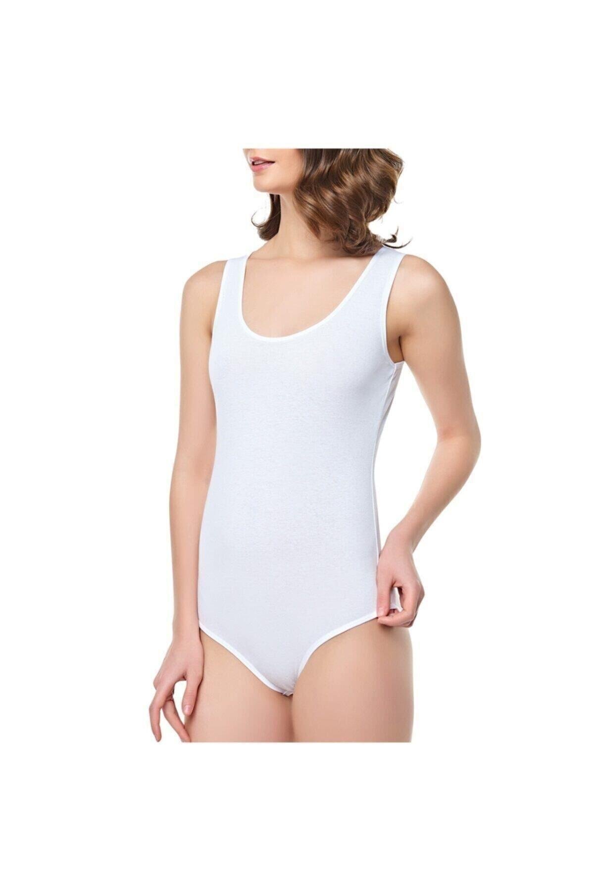 Beyaz Geniş Askı Alttan Çıtçıtlı Kancalı Kadın Body 0071