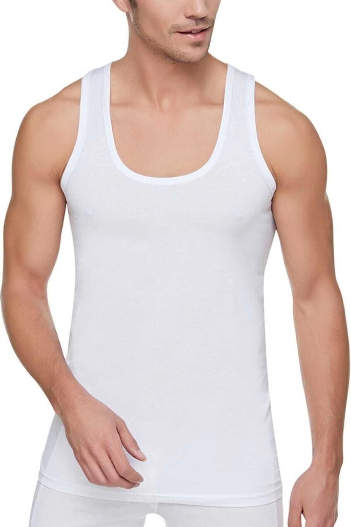 Erkek Beyaz 3'lü Paket Pamuklu Penye Atlet Yeni Sezon