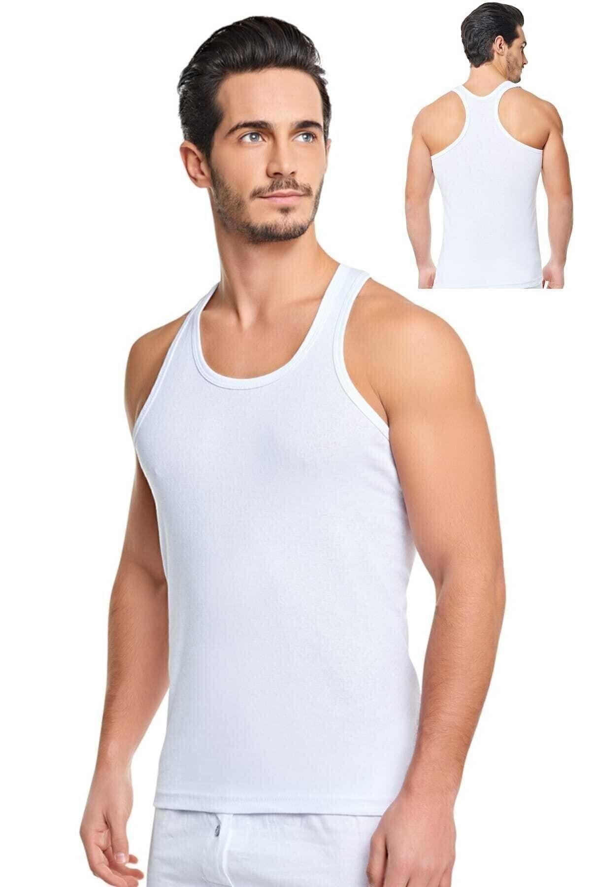 Erkek Siyah 6'lı Paket Pamuklu Ribana Rambo Atlet