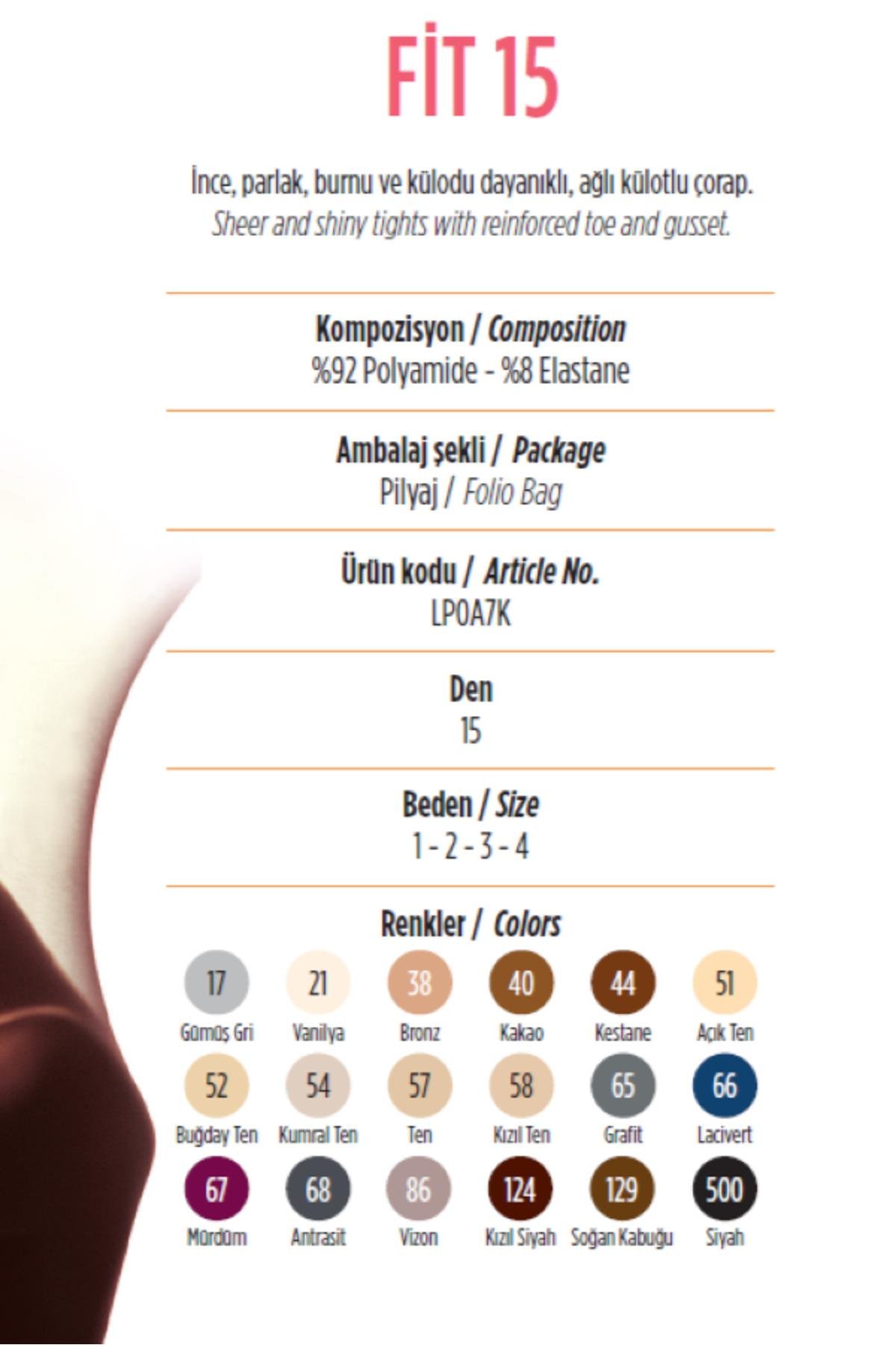 Fit 15 Siyah Külotlu Çorap