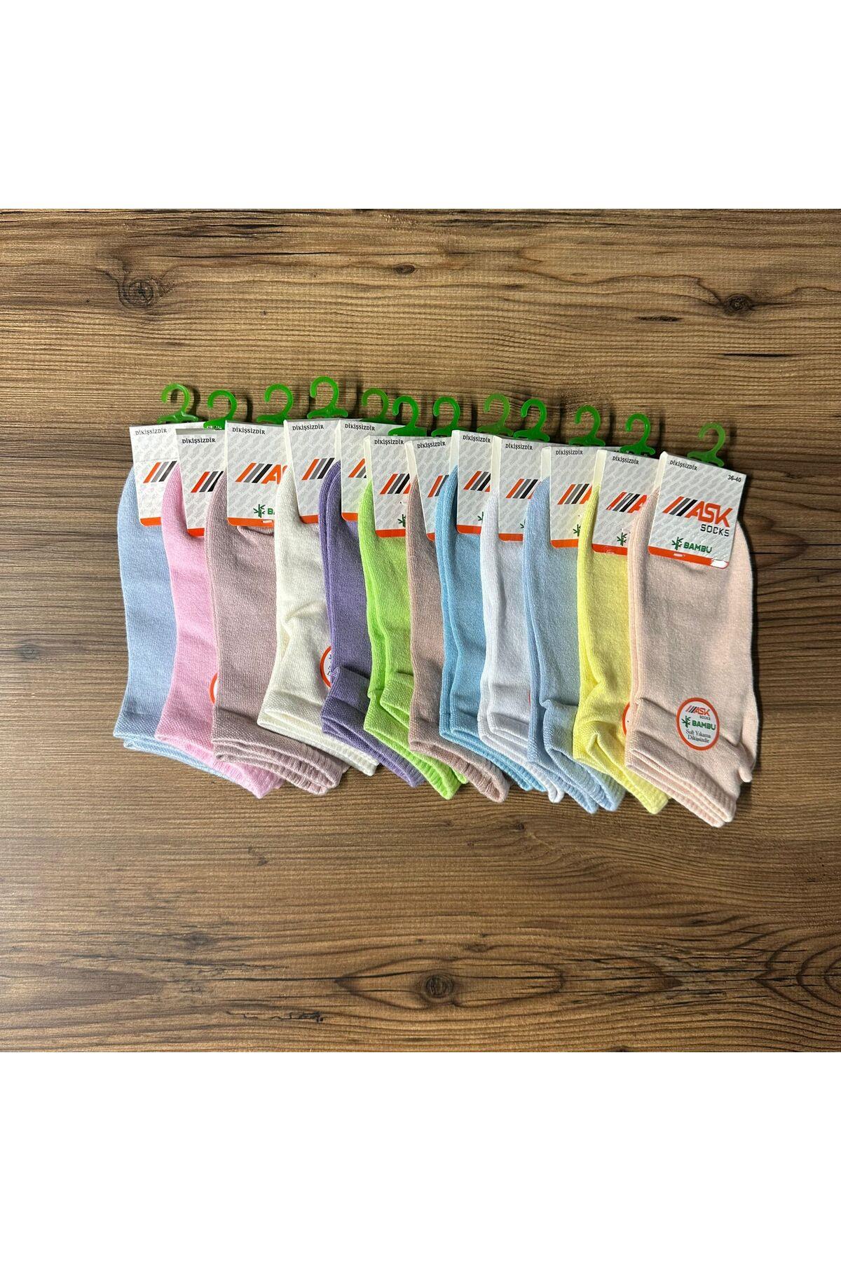 KADIN BAMBU DİKİŞSİZ 12'Lİ ÇORAP