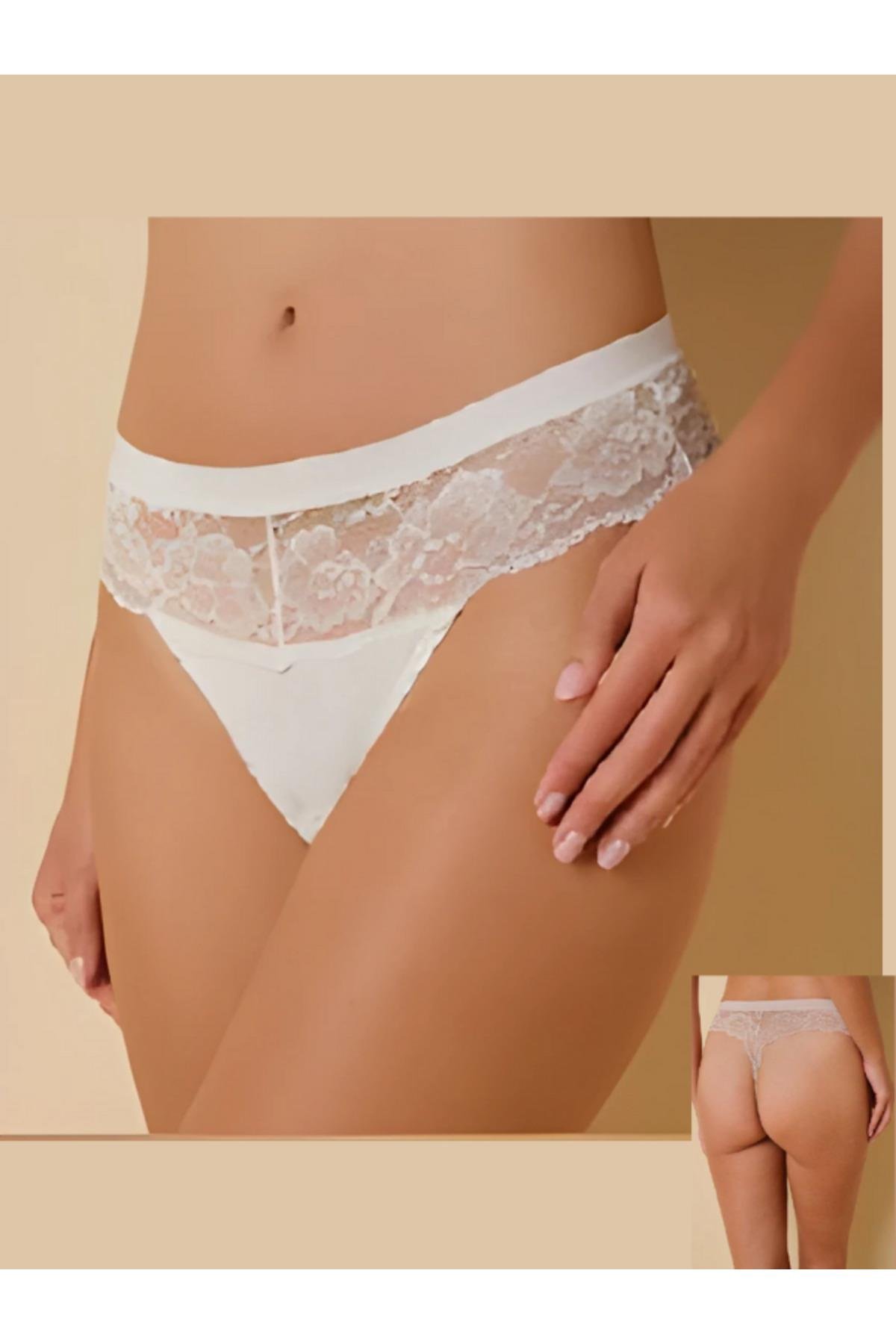 KADIN DANTEL DETAYLI TANGA LAZER KESİM İZ YAPMAZ YUMUŞAK TERLEME KARŞITI HİJYENİK TEKLİ KÜLOT