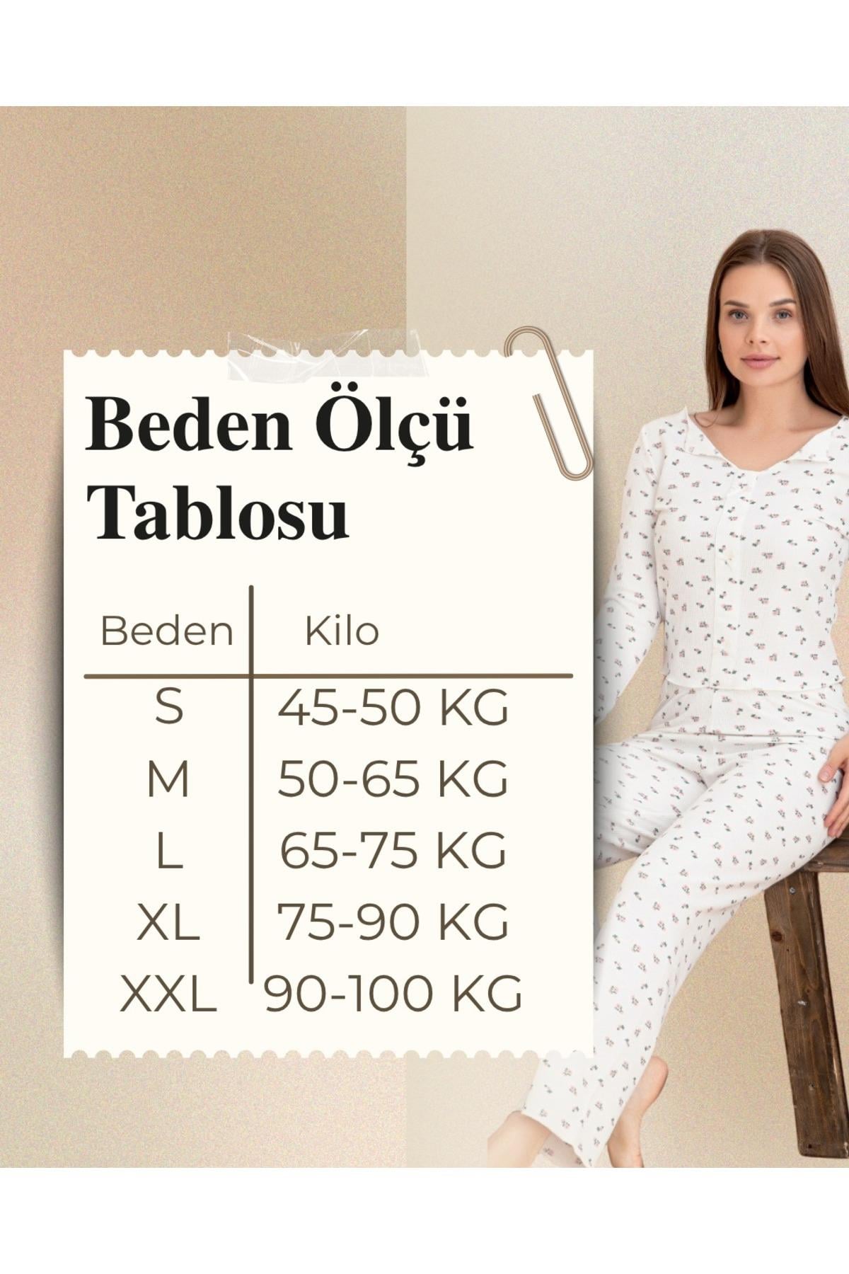 KADIN PAMUKLU YAPRAK DESENLİ BOYDAN DÜĞMELİ LİKRALI PİJAMA TAKIM