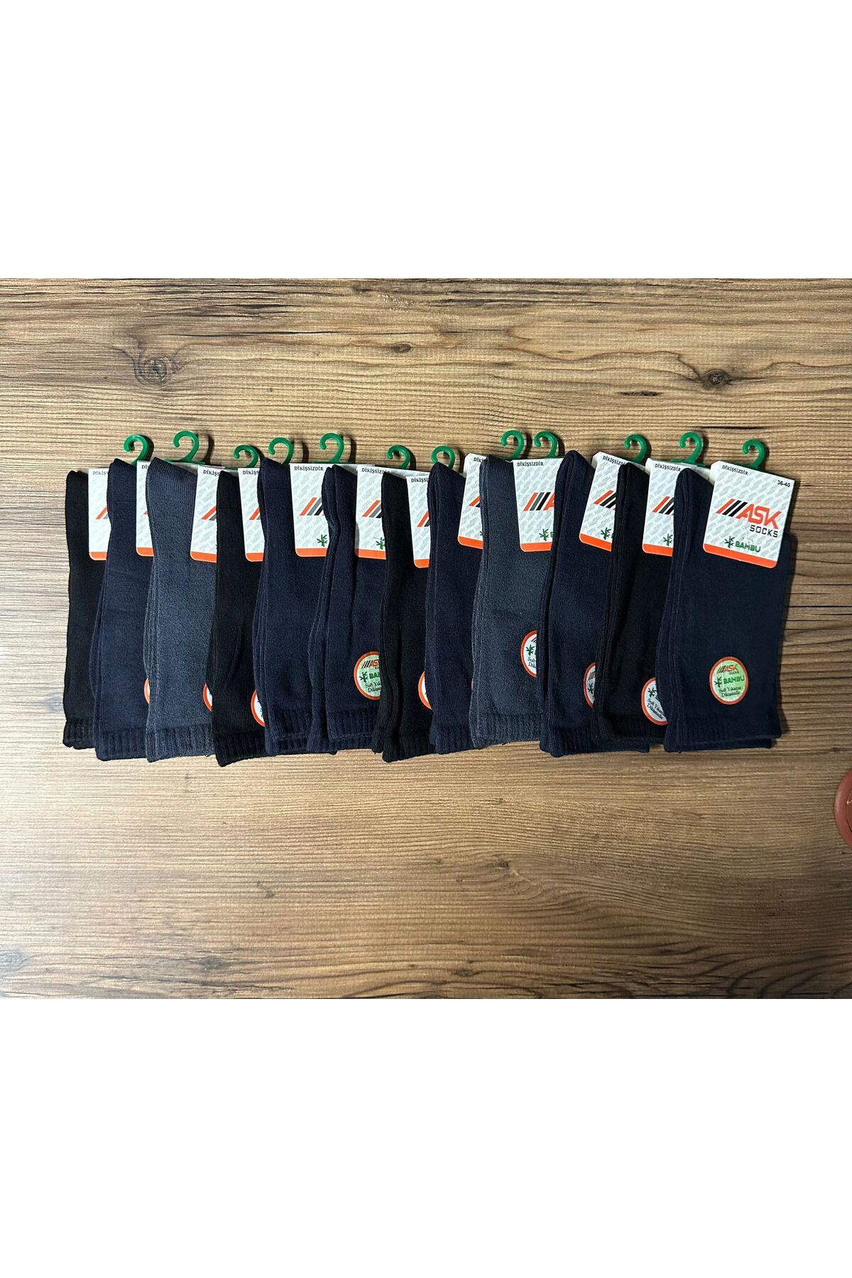 KADIN UZUN BAMBU DİKİŞSİZ 12'Lİ ÇORAP