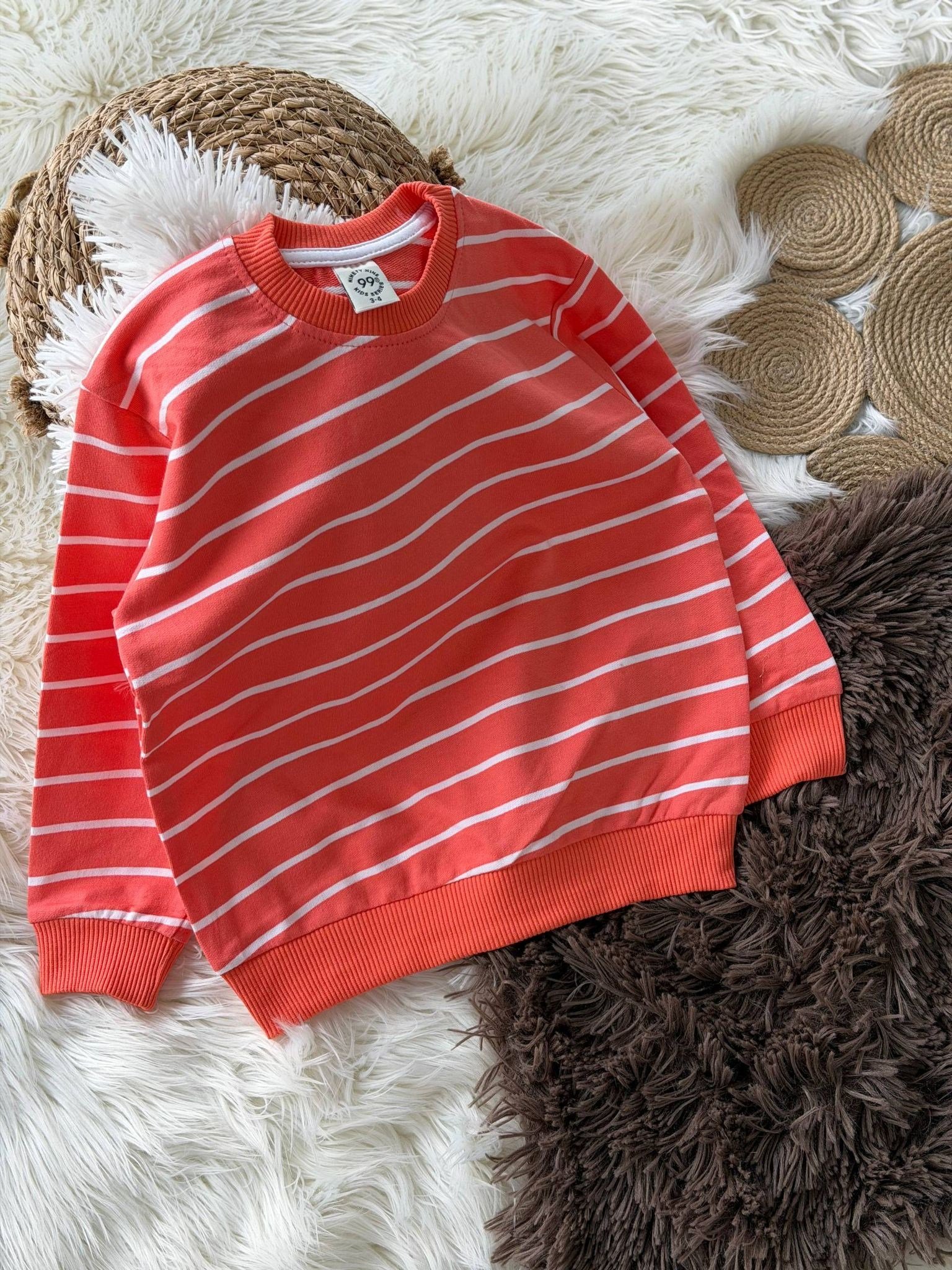 ÇİZGİLİ %100 PAMUK ÇOCUK SWEAT 3-12 YAŞ