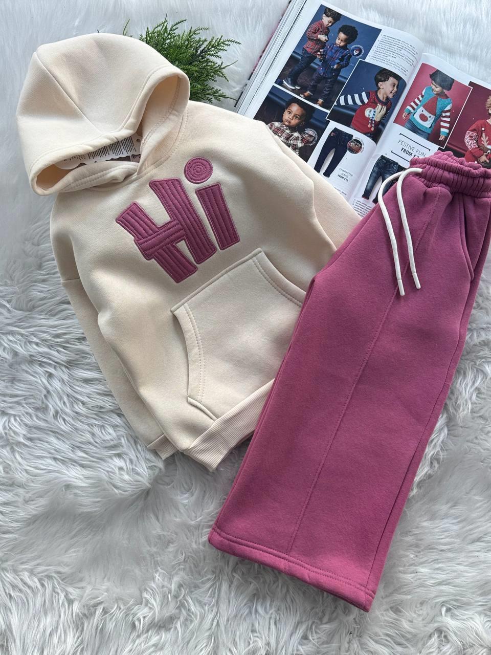 Hİ KAPŞONLU PEMBE KIZ ÇOCUK TAKIM
