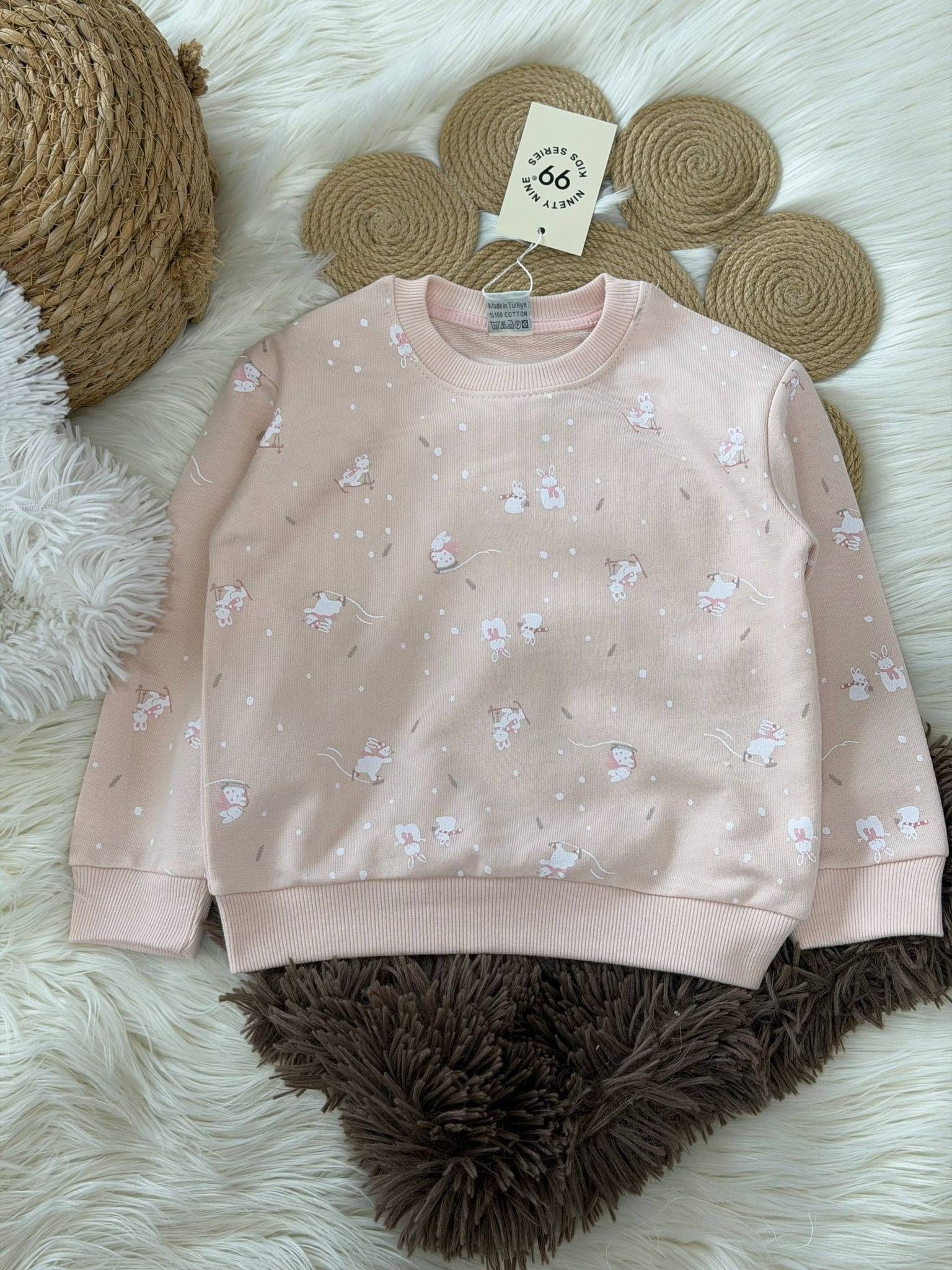 PEMBE TAVŞANLI KIZ ÇOCUK SWEAT 2-7 YAŞ