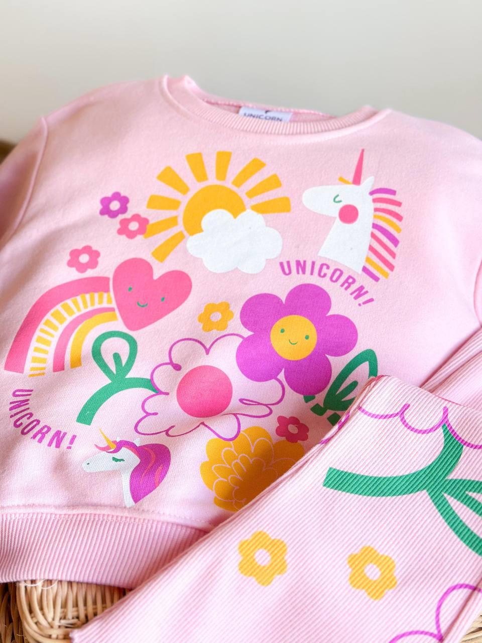 UNICORN PEMBE KIZ ÇOCUK TAKIM