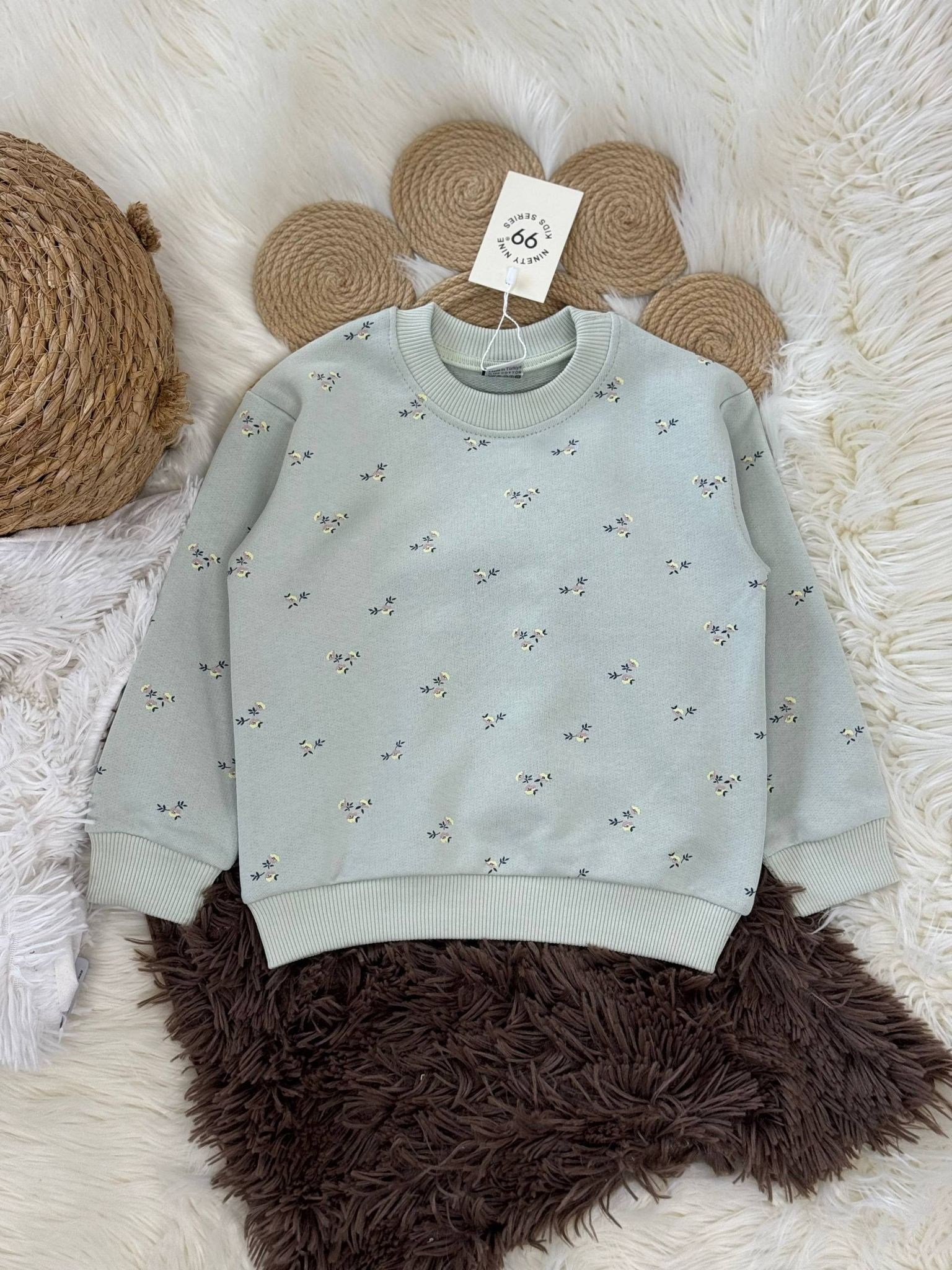 YEŞİL ÇİÇEKLİ KIZ ÇOCUK SWEAT 3-8 YAŞ