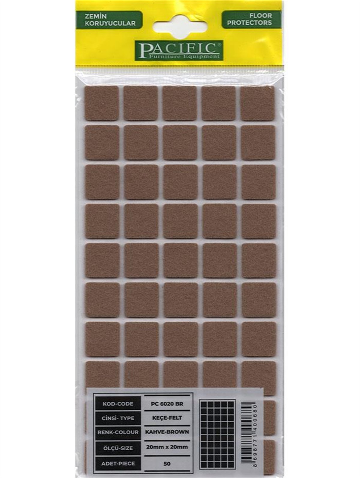 20x20mm Kahverengi Keçe Zemin Koruyucu