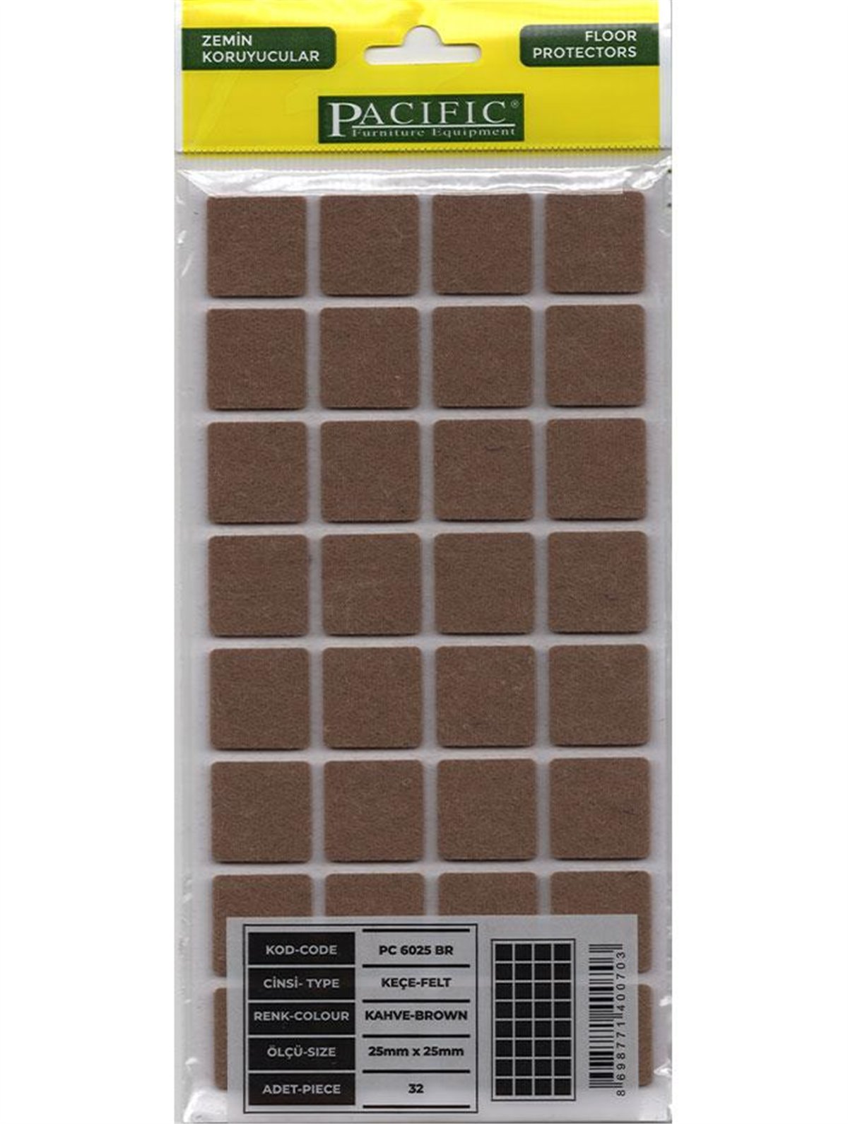 25x25mm Kahverengi Keçe Zemin Koruyucu