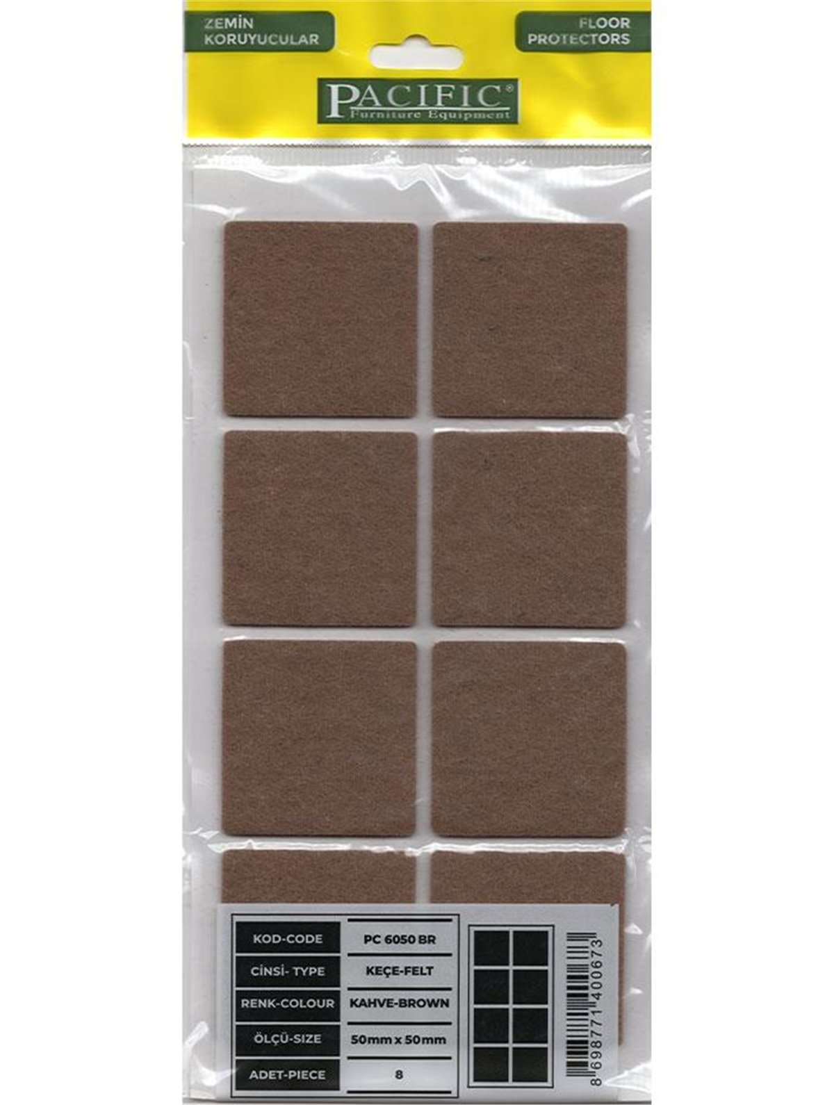 50x50mm Kahverengi Keçe Zemin Koruyucu