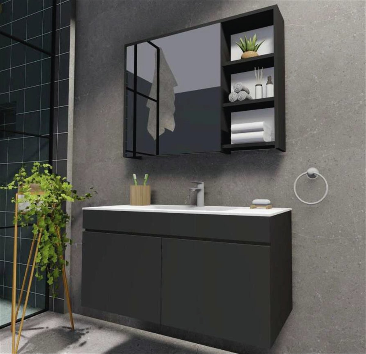 GALATA 65 KOYU GRİ BANYO DOLABI