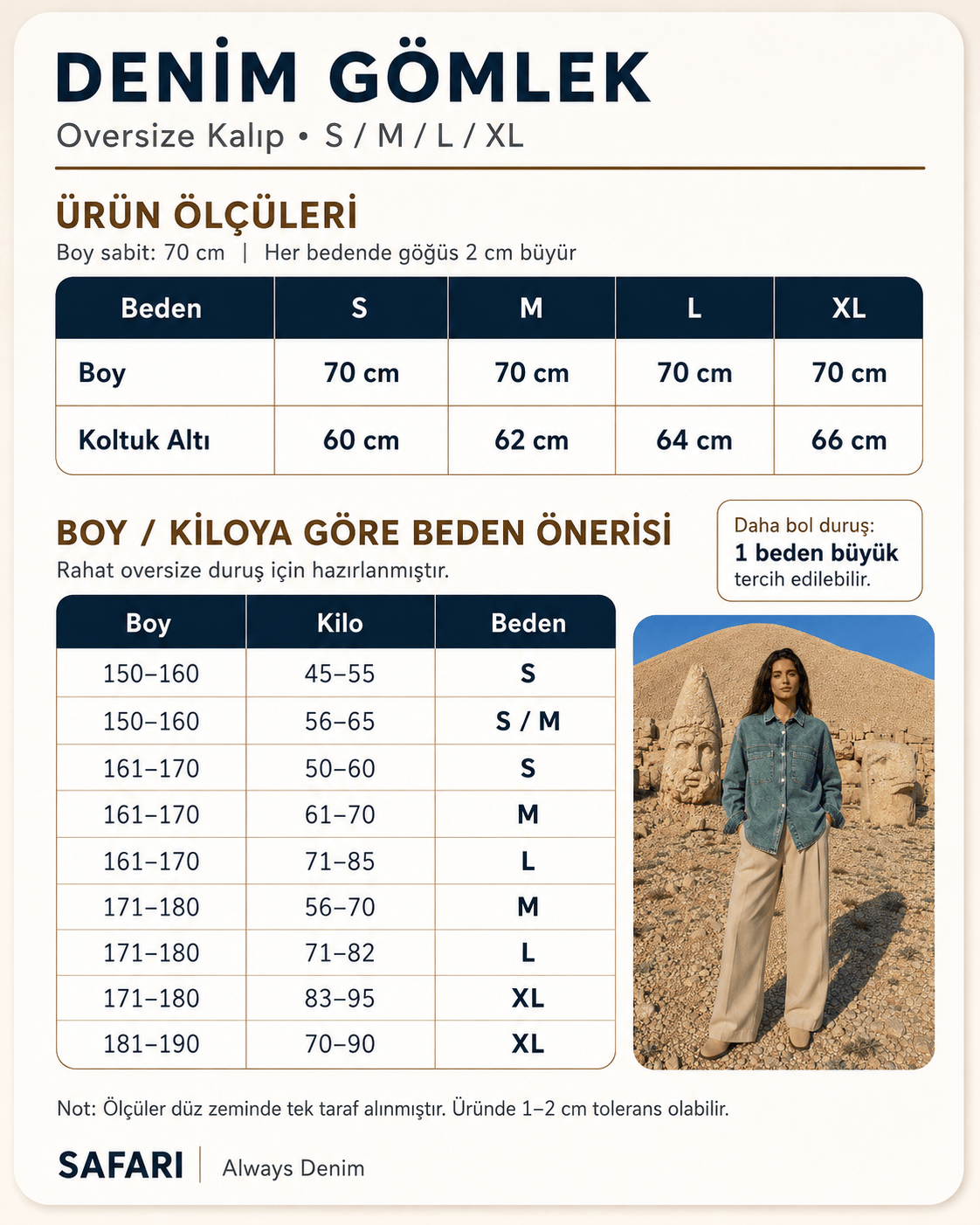  Kadın Oversize Kot Gömlek Çift Cepli Bölmeli Denim Gömlek Uzun Kollu