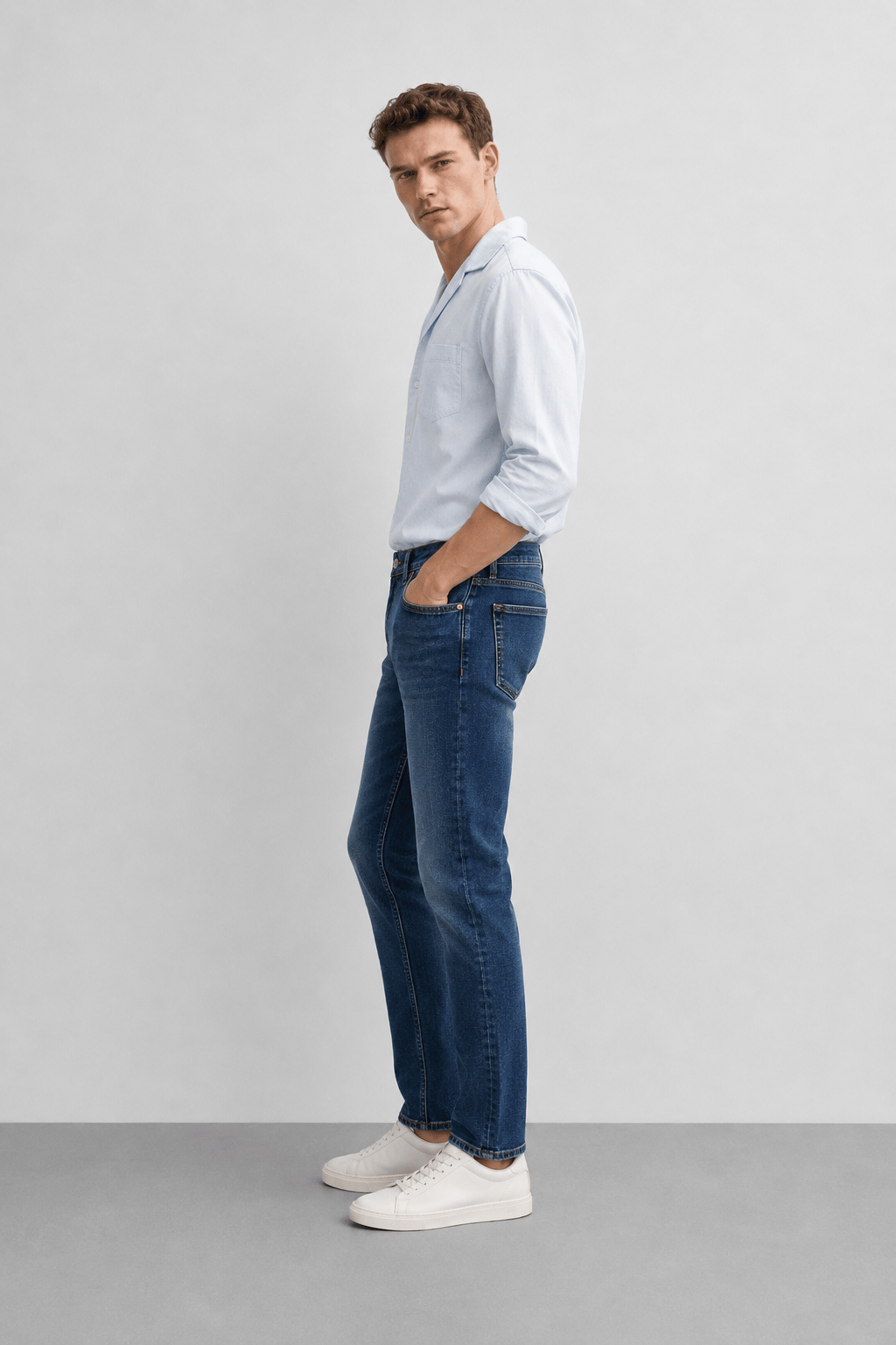 Erkek Regular Fit Boru Paça Esnek Likralı Denim Jeans Kot Pantolon ANDREAS6