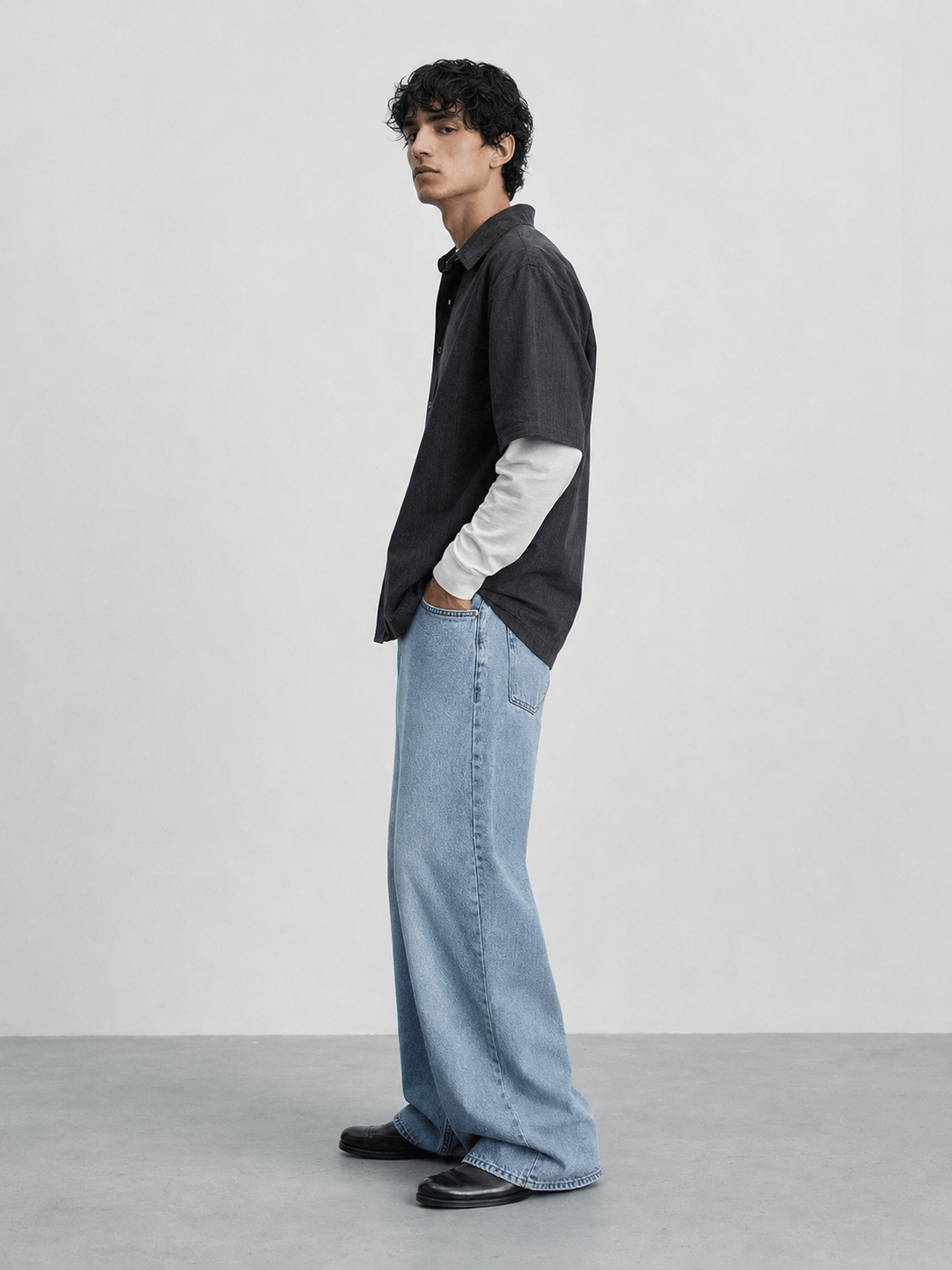 Erkek Super Baggy Jean Pantolon Bol Paça Oversize Kalıp Yıkamalı Denim Kot Pantolon