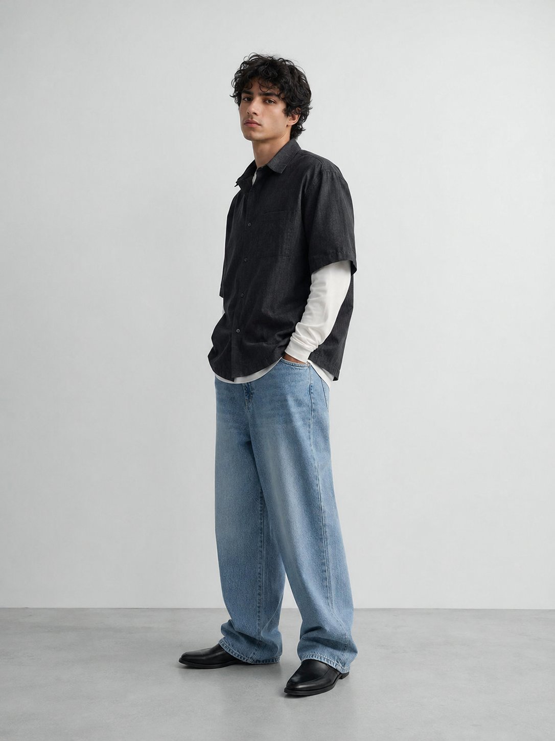 Erkek Super Baggy Jean Pantolon Bol Paça Oversize Kalıp Yıkamalı Denim Kot Pantolon