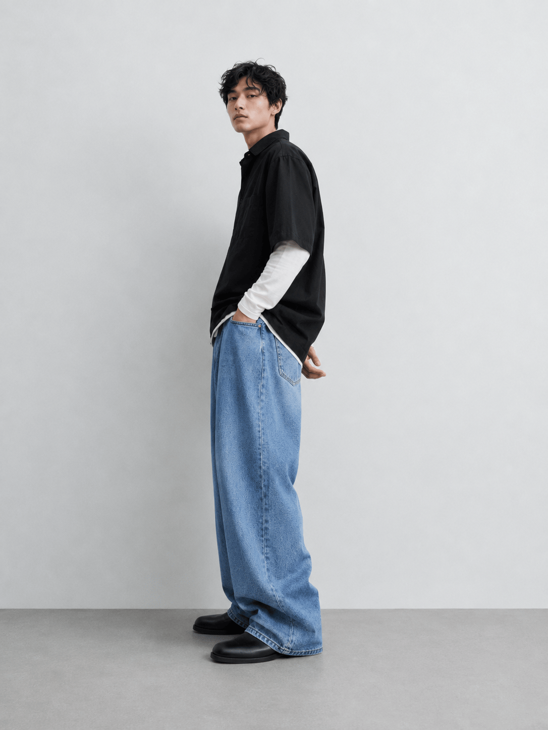 Erkek Super Baggy Jean Pantolon Bol Paça Oversize Kalıp Yıkamalı Denim Kot Pantolon