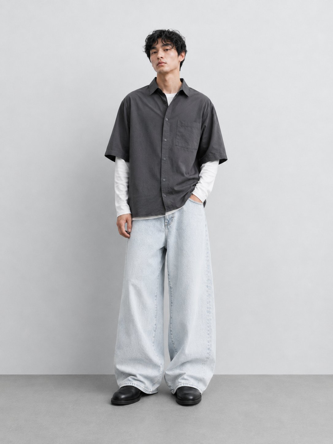 Erkek Super Baggy Jean Pantolon Bol Paça Oversize Kalıp Yıkamalı Denim Kot Pantolon