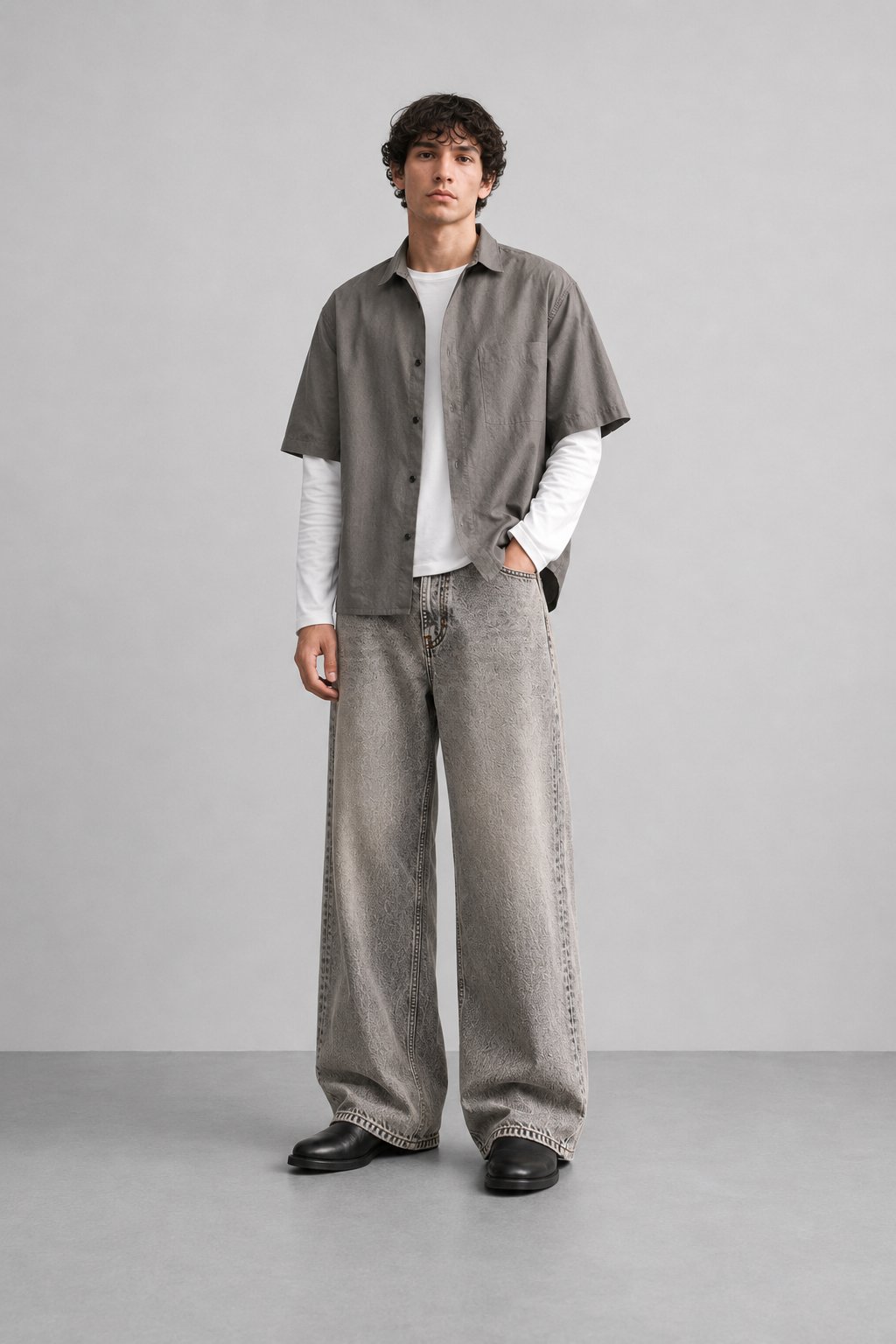 Erkek Super Baggy Jean Pantolon Bol Paça Oversize Kalıp Yıkamalı Denim Kot Pantolon