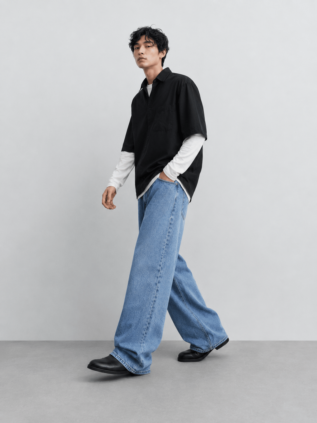 Erkek Super Baggy Jean Pantolon Bol Paça Oversize Kalıp Yıkamalı Denim Kot Pantolon